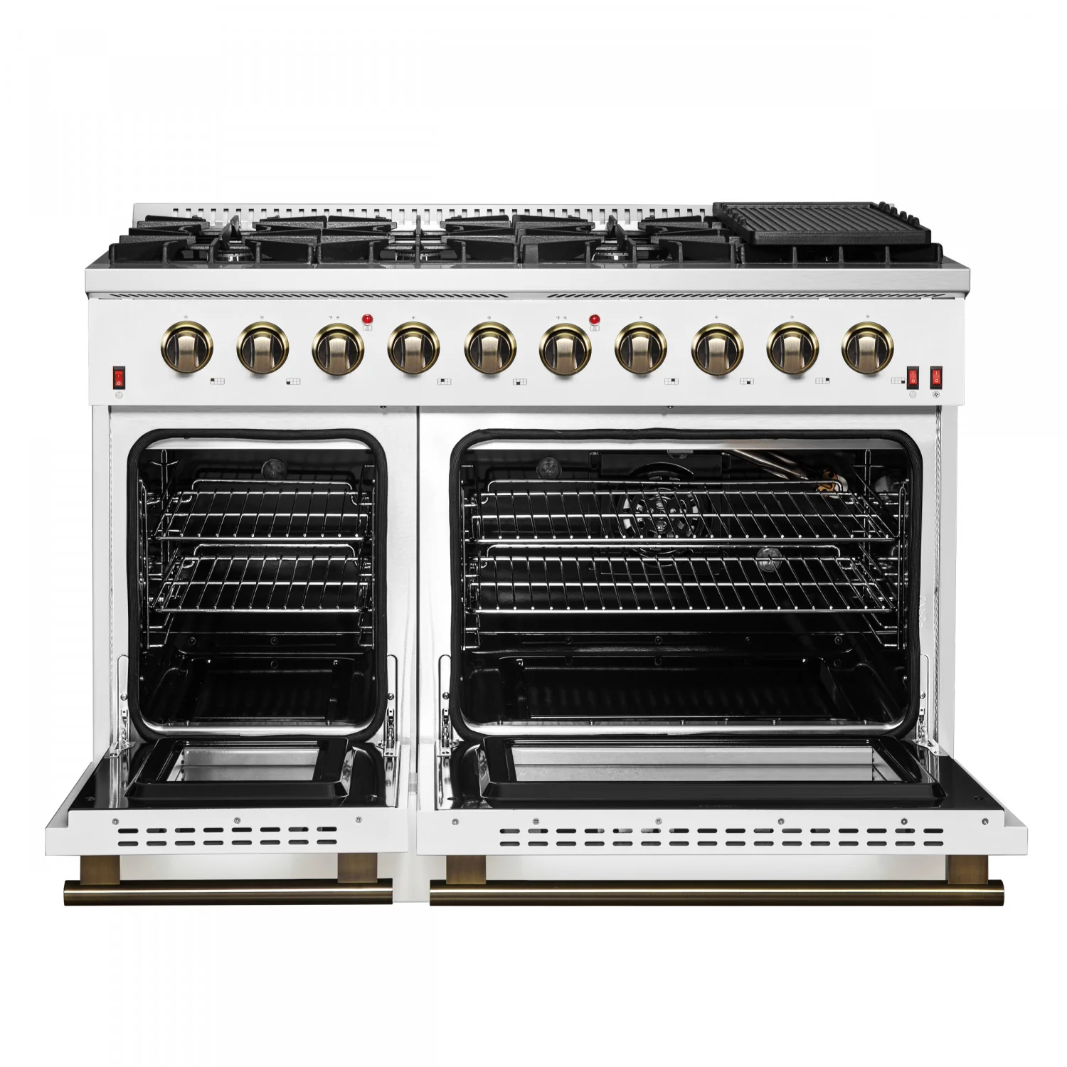Forno Galiano 48" White Freestanding Double Oven Gas Range (6.58 Cu. Ft.) - FFSGS6244-48WHT - Image 2
