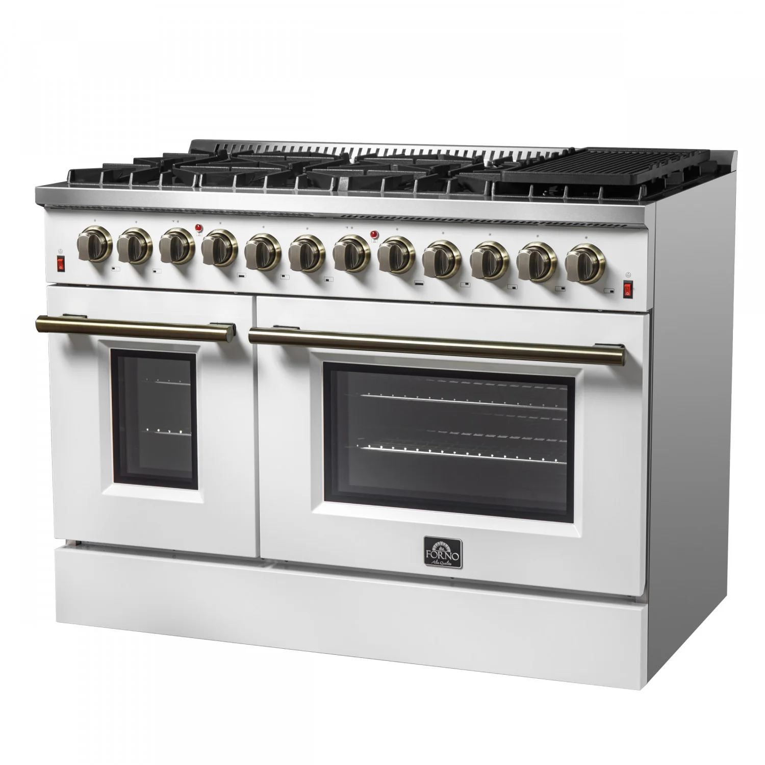 Forno Galiano 48" White Freestanding Dual Fuel Double Oven Range with True Convection (6.58 Cu. Ft.) - FFSGS6156-48WHT - Image 7
