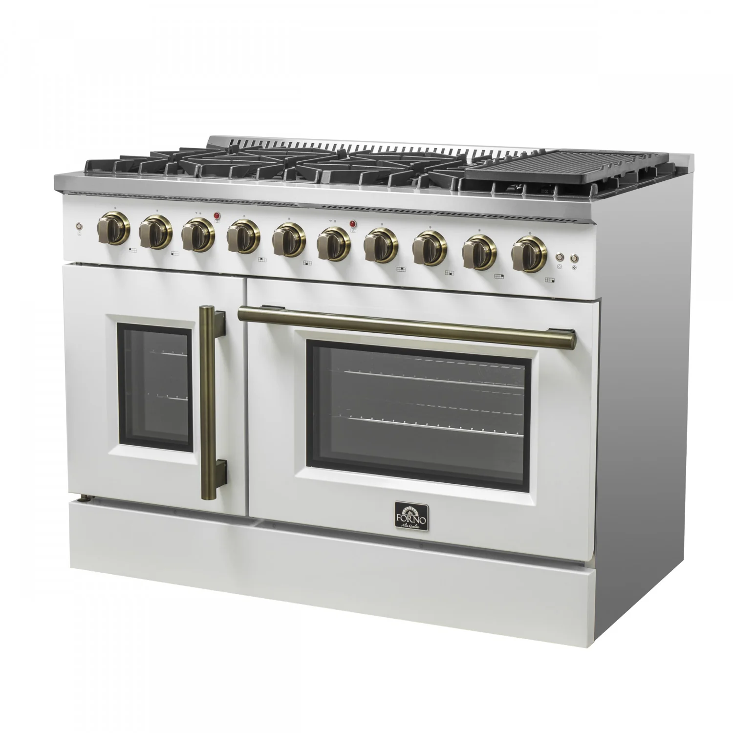 Forno Galiano 48" White Freestanding Double Oven Gas Range (6.58 Cu. Ft.) - FFSGS6444-48WHT - Image 11