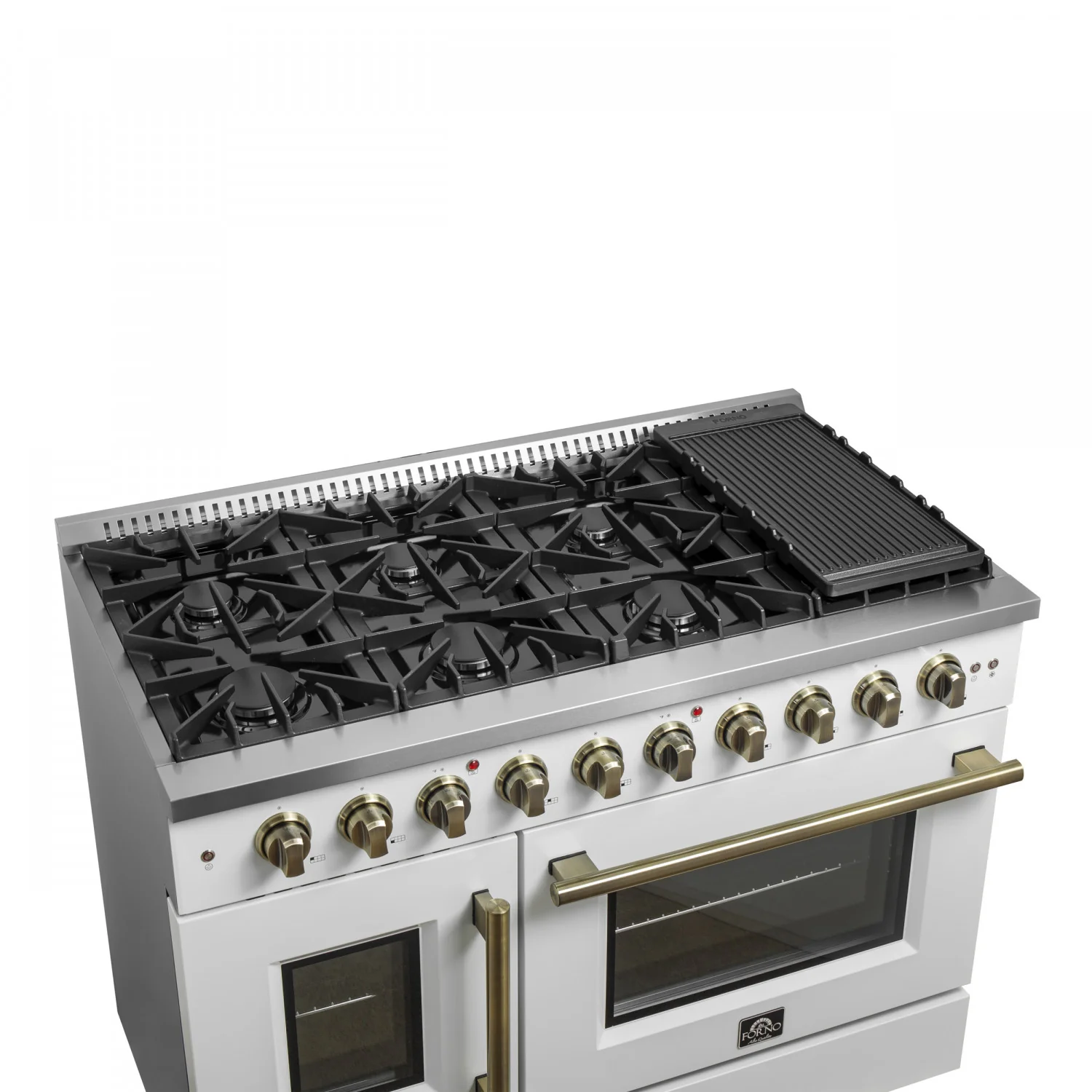 Forno Galiano 48" White Freestanding Double Oven Gas Range (6.58 Cu. Ft.) - FFSGS6444-48WHT - Image 5