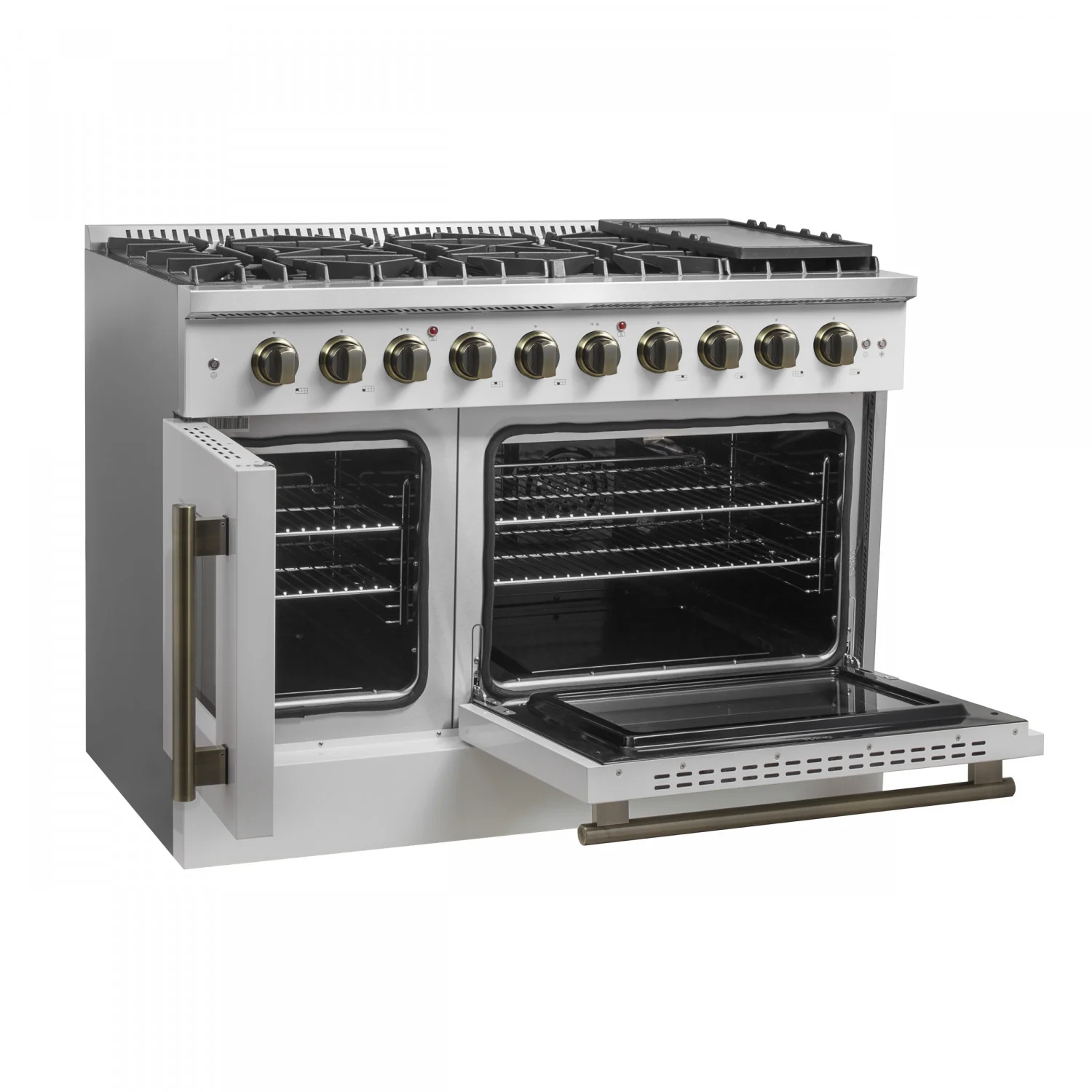 Forno Galiano 48" White Freestanding Double Oven Gas Range (6.58 Cu. Ft.) - FFSGS6444-48WHT - Image 8