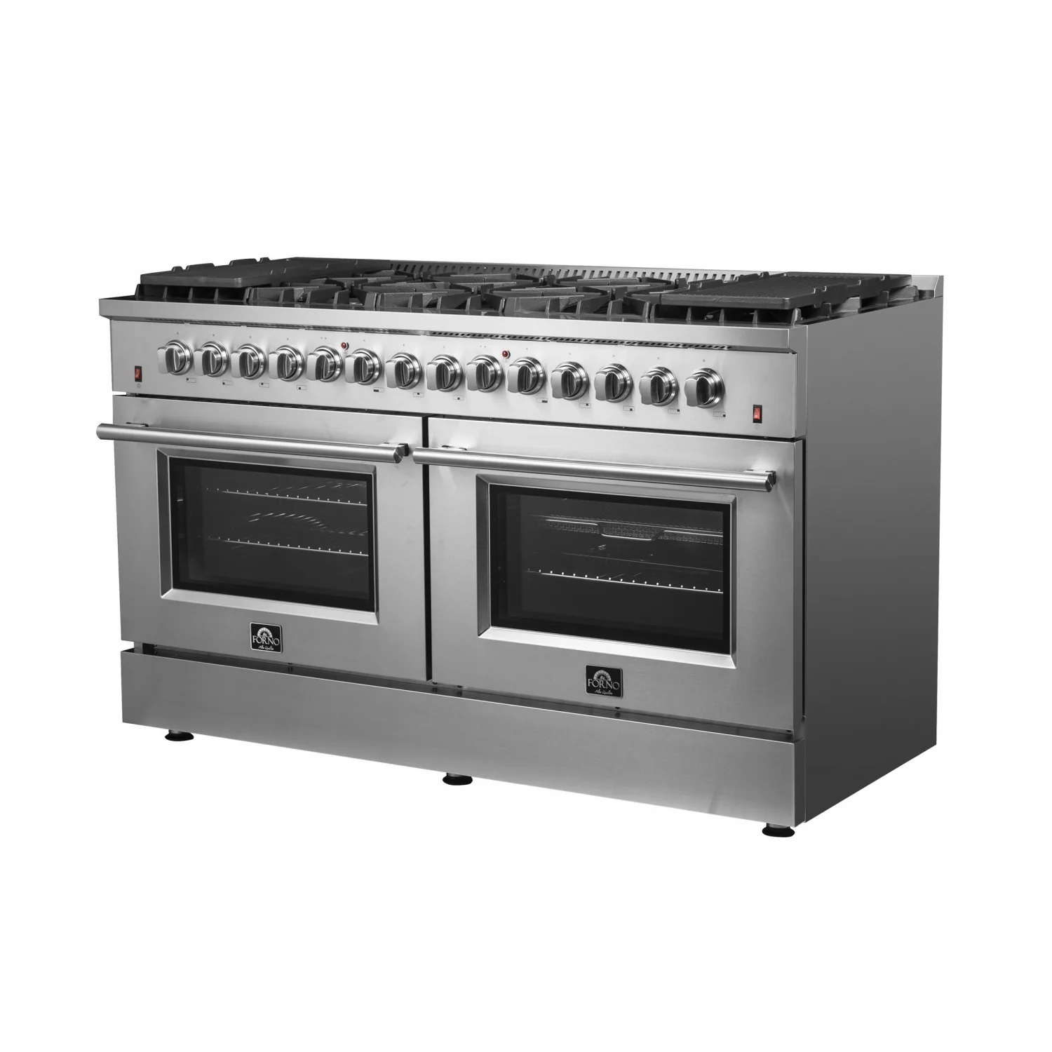 Forno Galiano 60" Stainless Steel Freestanding Dual Fuel Double Oven Range with True Convection (8.64 Cu. Ft.) - FFSGS6156-60 - Image 2