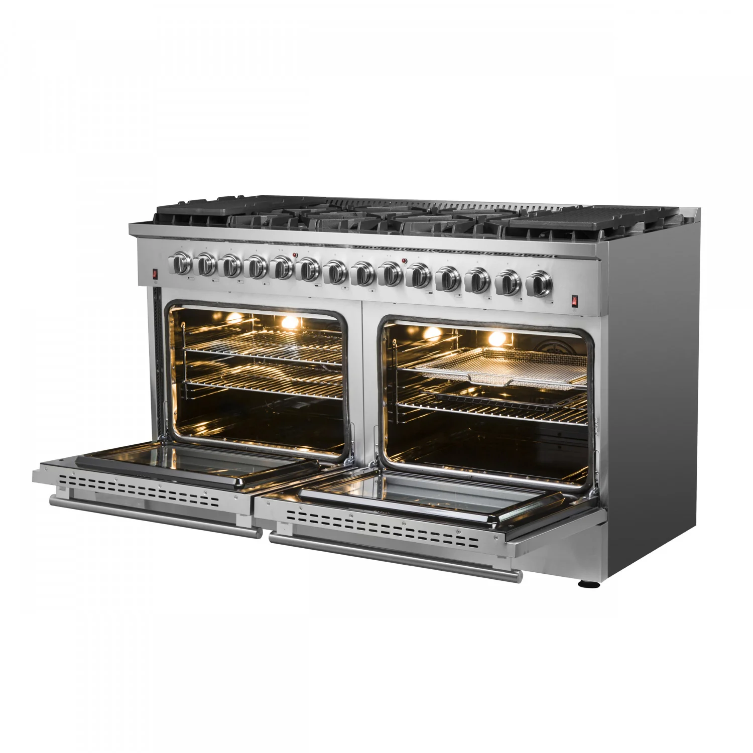 Forno Galiano 60" Stainless Steel Freestanding Dual Fuel Double Oven Range with True Convection (8.64 Cu. Ft.) - FFSGS6156-60 - Image 4