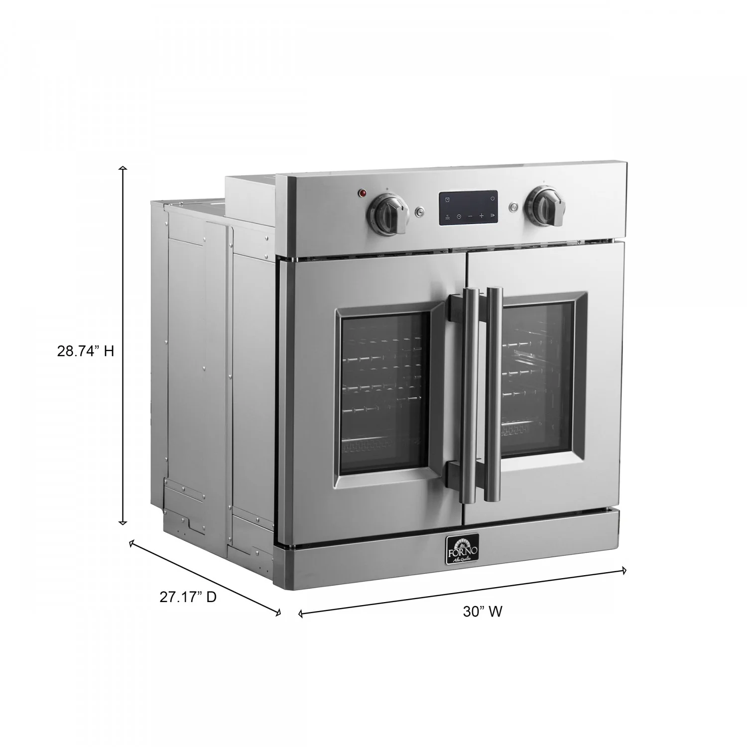 Forno Gallico Stainless Steel 30" French Door Electric Wall Oven with True Convection and Air Fry (3.68 Cu. Ft.) - FBOEL1371-30 - Image 4