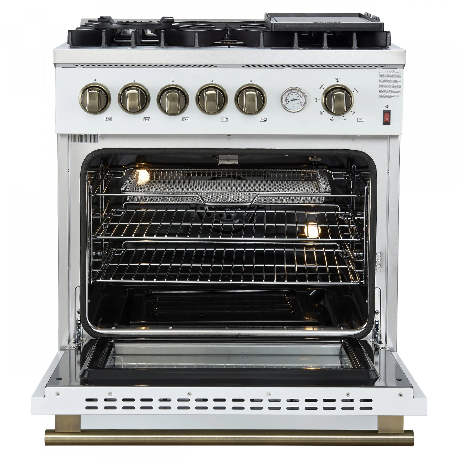 Forno Giovanni 30" White Freestanding Gas Range (4.32 Cu. Ft.) - FFSGS6274-30WHT - Image 2