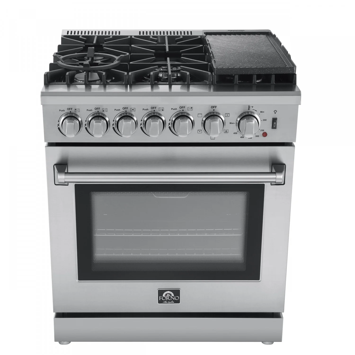 Forno Lazio Stainless Steel Dual Fuel Range with True Convection and Air Fry (4.32 Cu. Ft.) - FFSGS6196-30 - Image 4