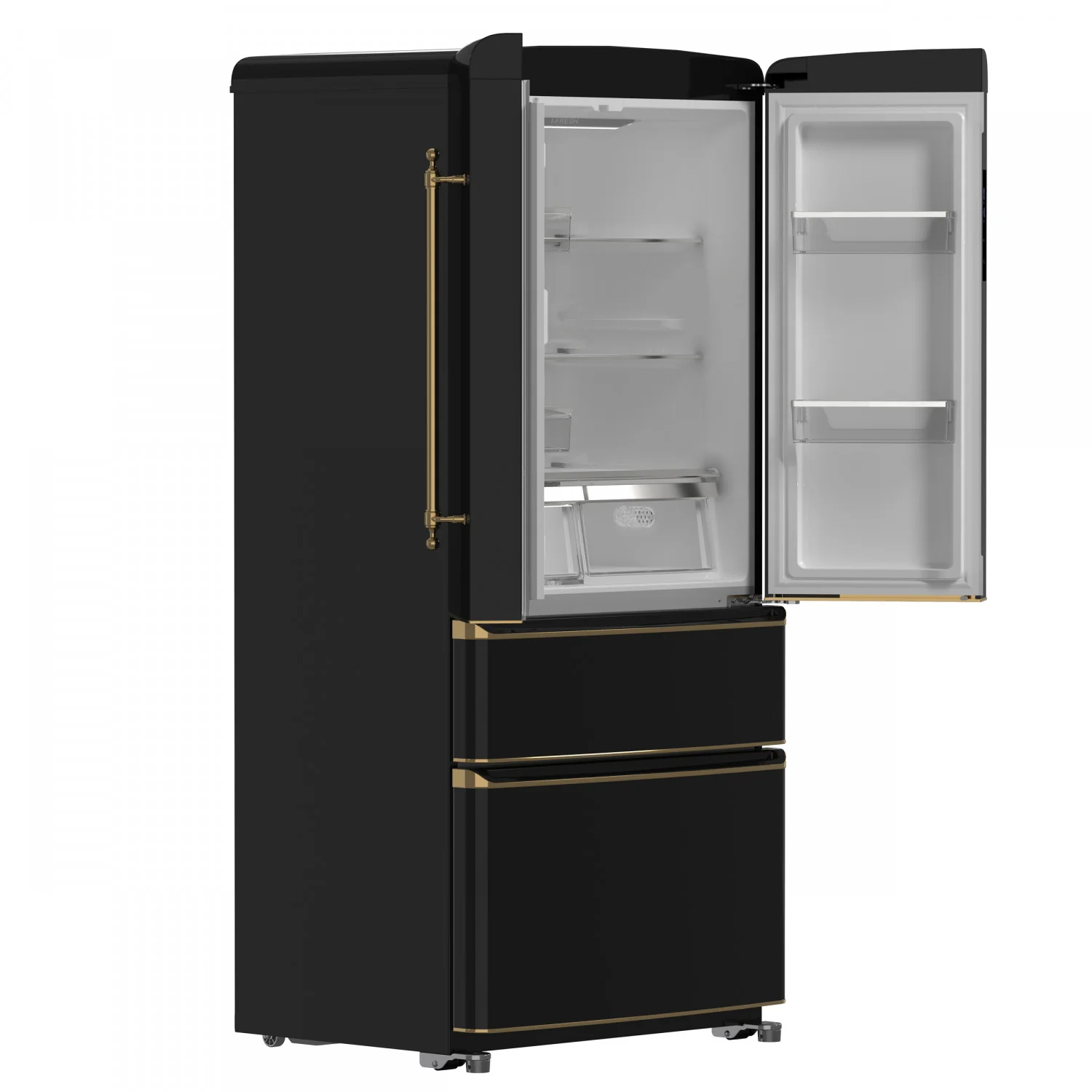 Forno Luigi 33" 18 Cu.Ft. Black French Door Refrigerator - FFFFD1791-33BLK - Image 6