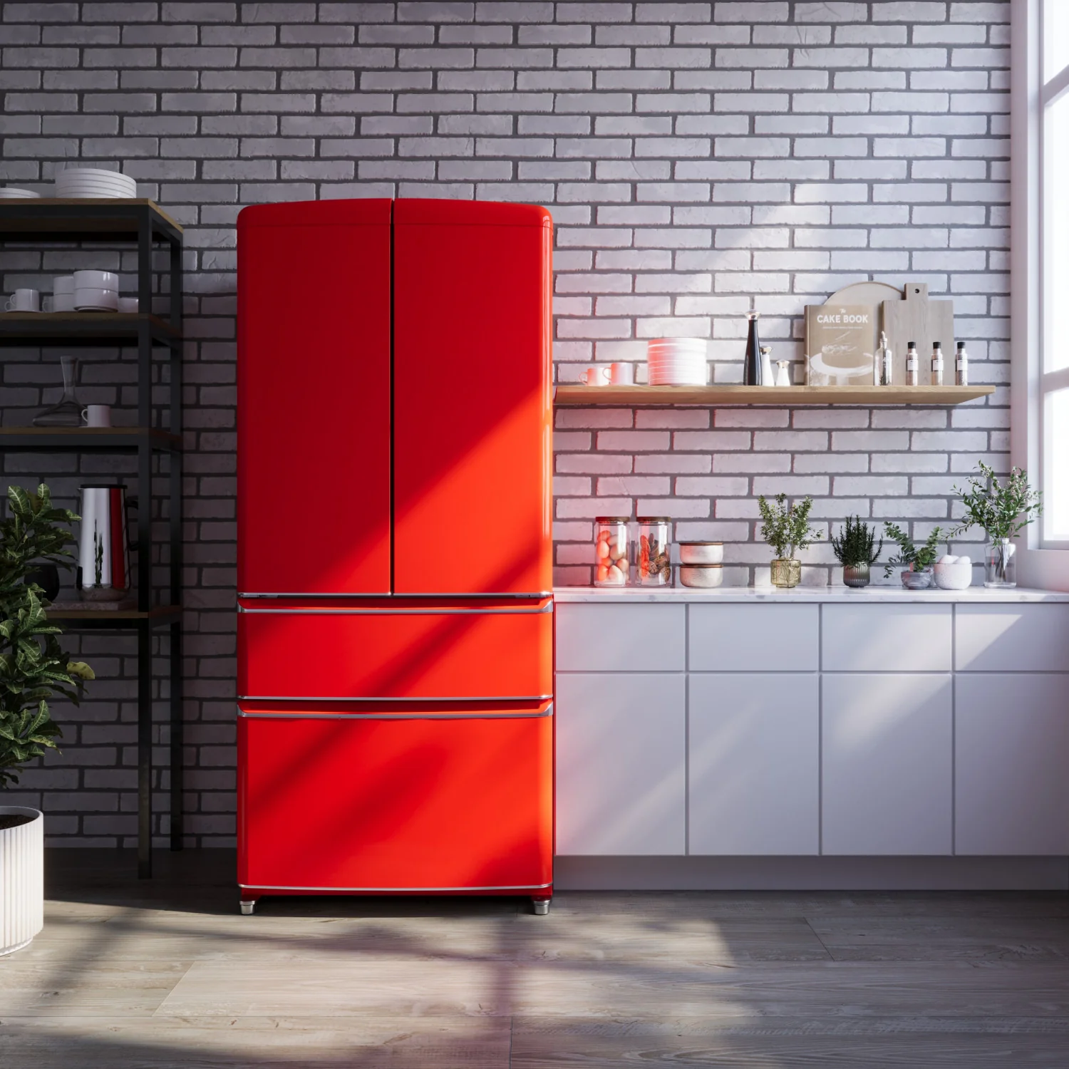 Forno Luigi 33" 18 Cu.Ft. Red French Door Refrigerator - FFFFD1791-33RED - Image 13