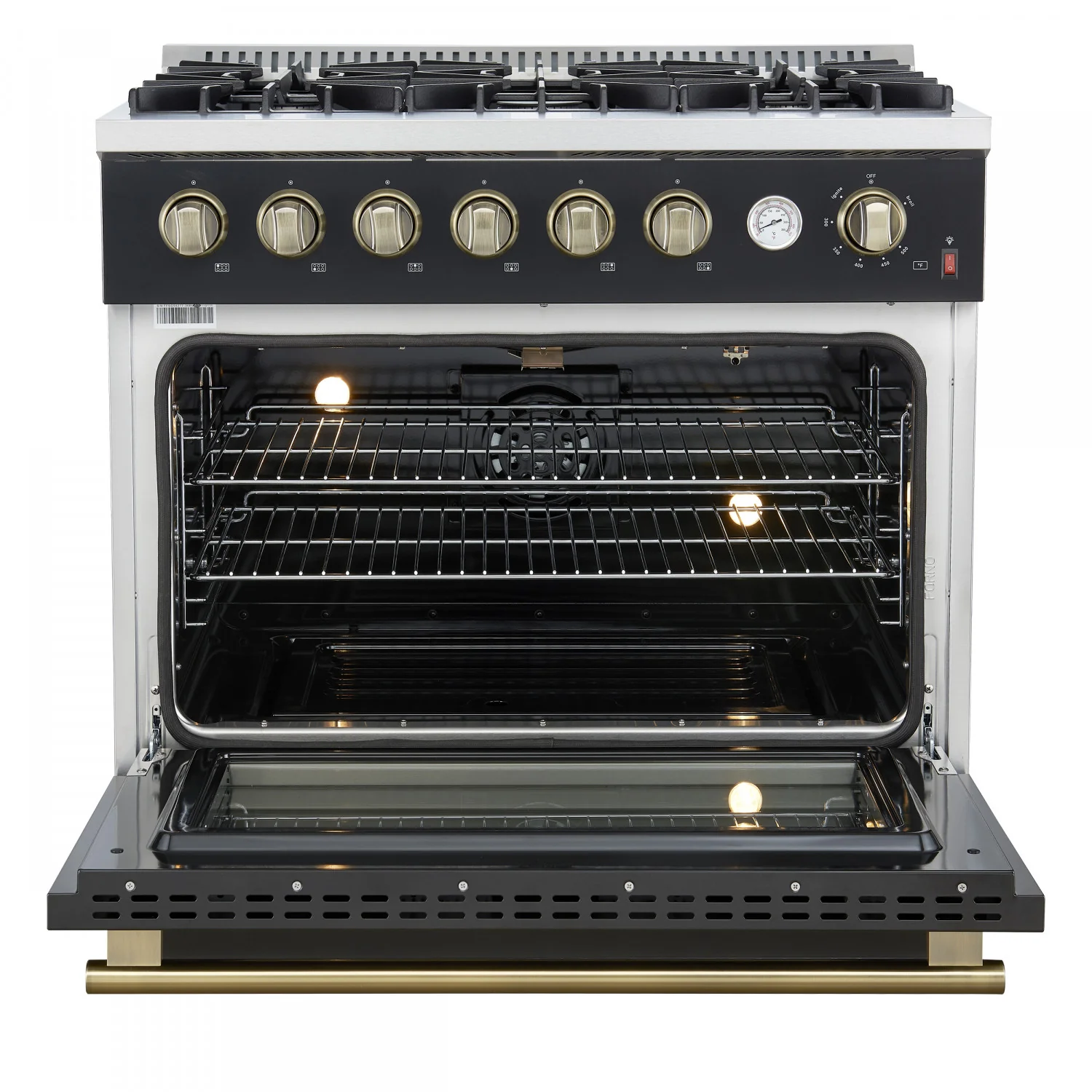 Forno Marco 36" Black Freestanding Gas Range (5.36 Cu. Ft.) - FFSGS6277-36BLK - Image 2