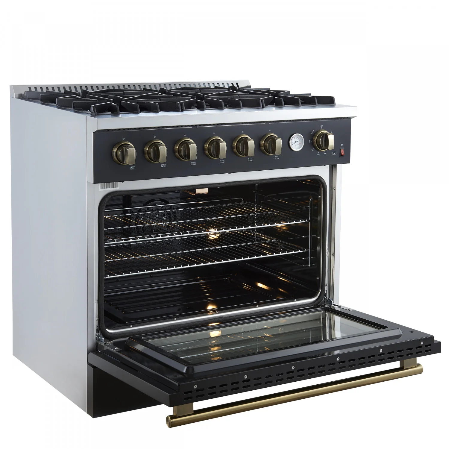 Forno Marco 36" Black Freestanding Gas Range (5.36 Cu. Ft.) - FFSGS6277-36BLK - Image 7