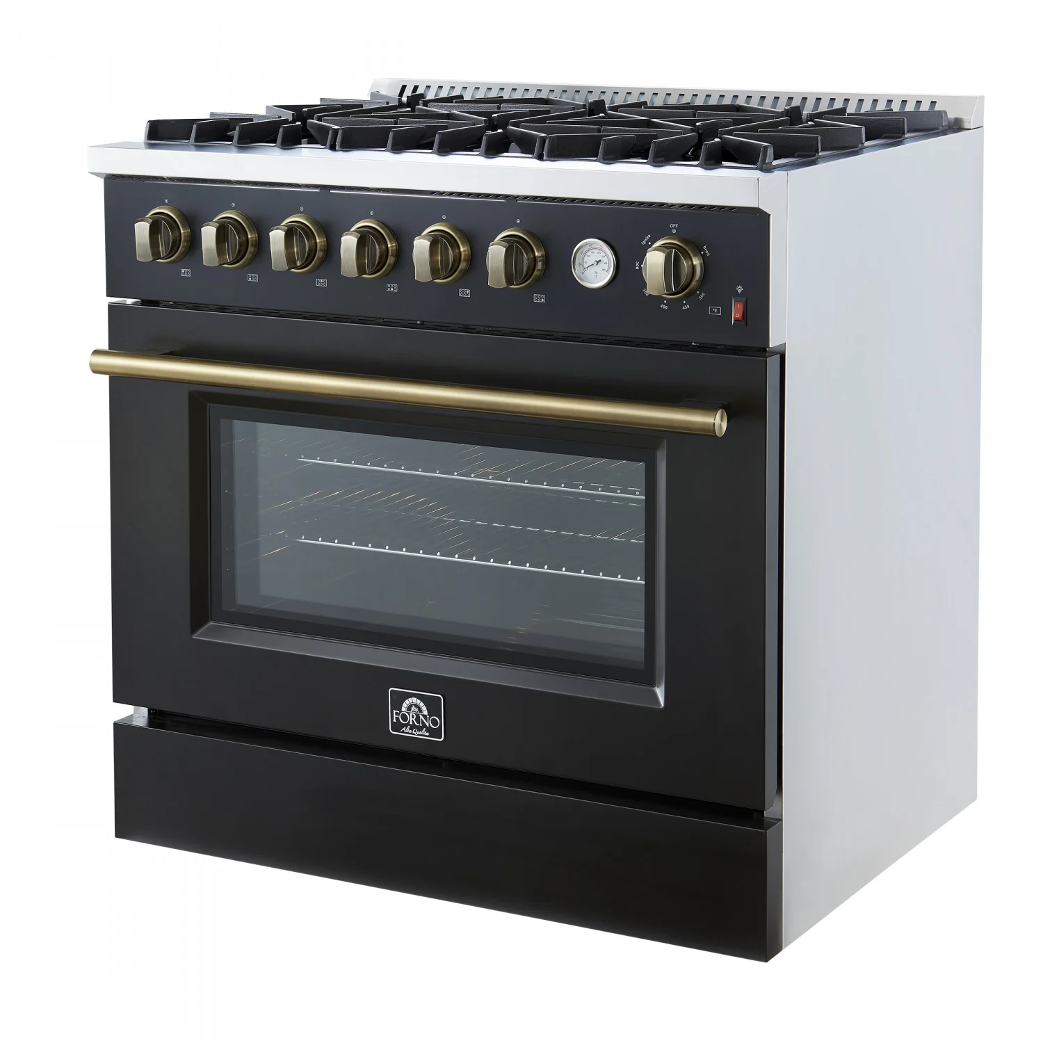 Forno Marco 36" Black Freestanding Gas Range (5.36 Cu. Ft.) - FFSGS6277-36BLK - Image 9