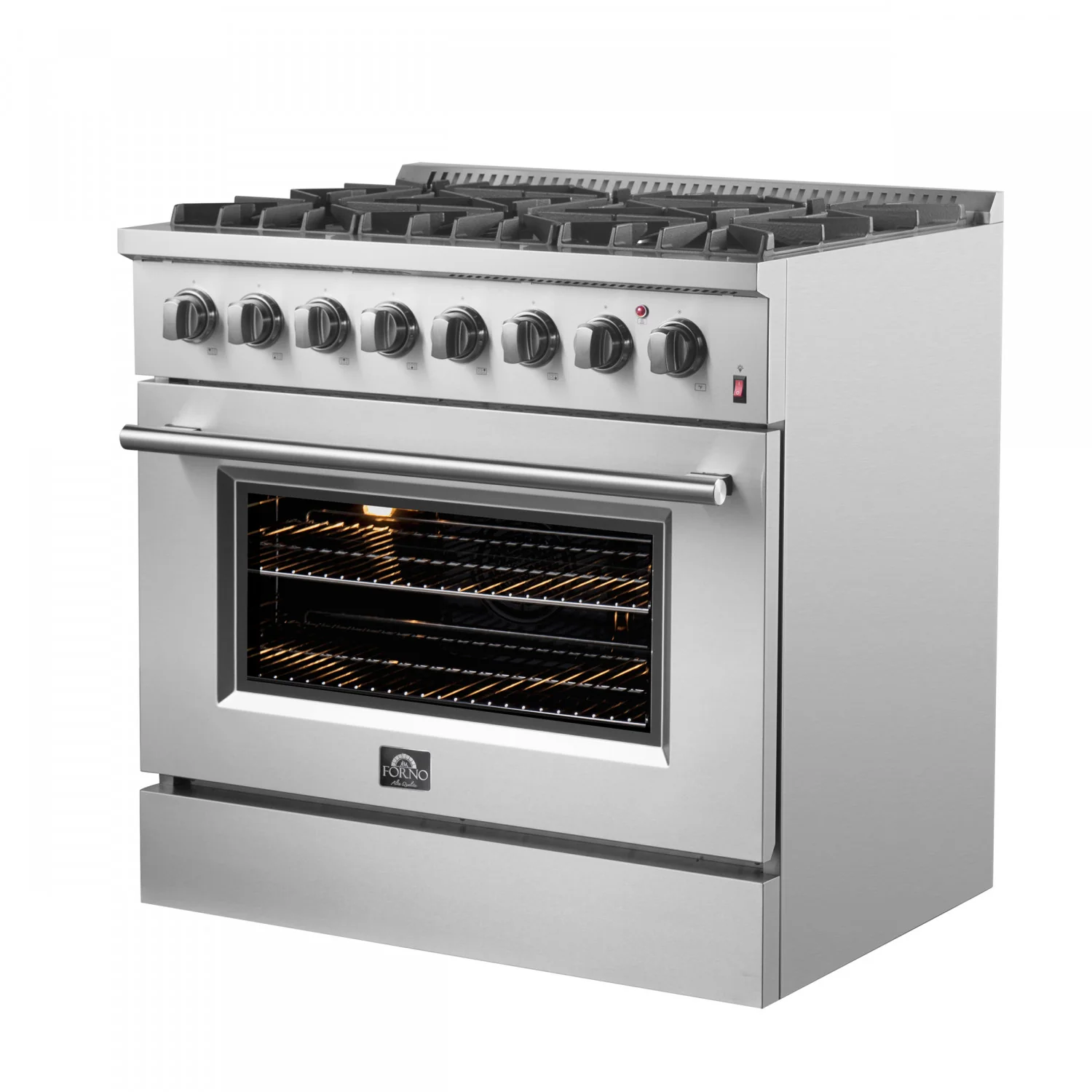 Forno Marco 36" Stainless Steel Dual Fuel Range with True Convection (5.36 Cu. Ft.) - FFSGS6197-36 - Image 3