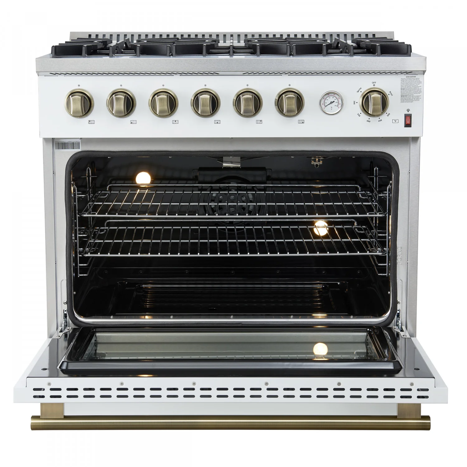 Forno Marco 36" White Freestanding Gas Range (5.36 Cu. Ft.) - FFSGS6277-36WHT - Image 2