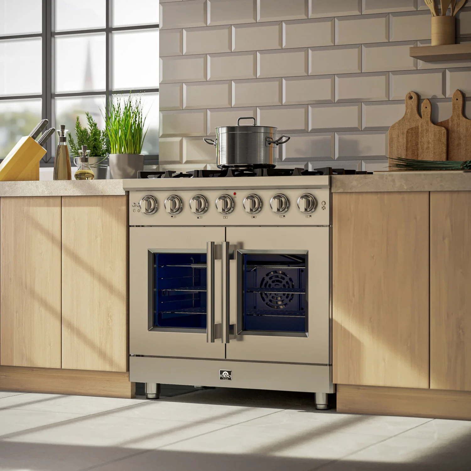 Forno Massimo 36" Stainless Steel French Door Freestanding Gas Range (5.36 Cu. Ft.) - FFSGS6439-36 - Image 17