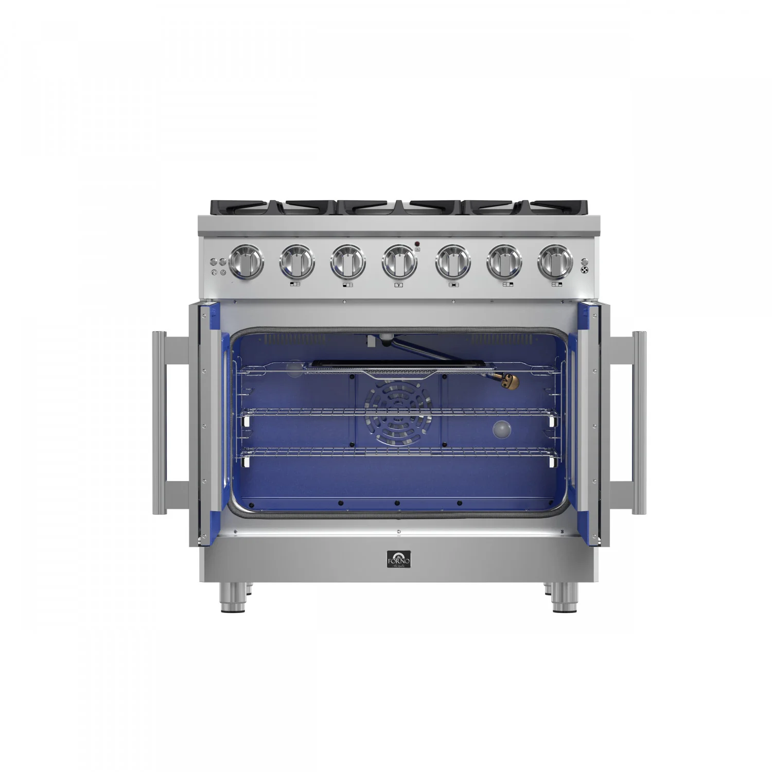 Forno Massimo 36" Stainless Steel French Door Freestanding Gas Range (5.36 Cu. Ft.) - FFSGS6439-36 - Image 2