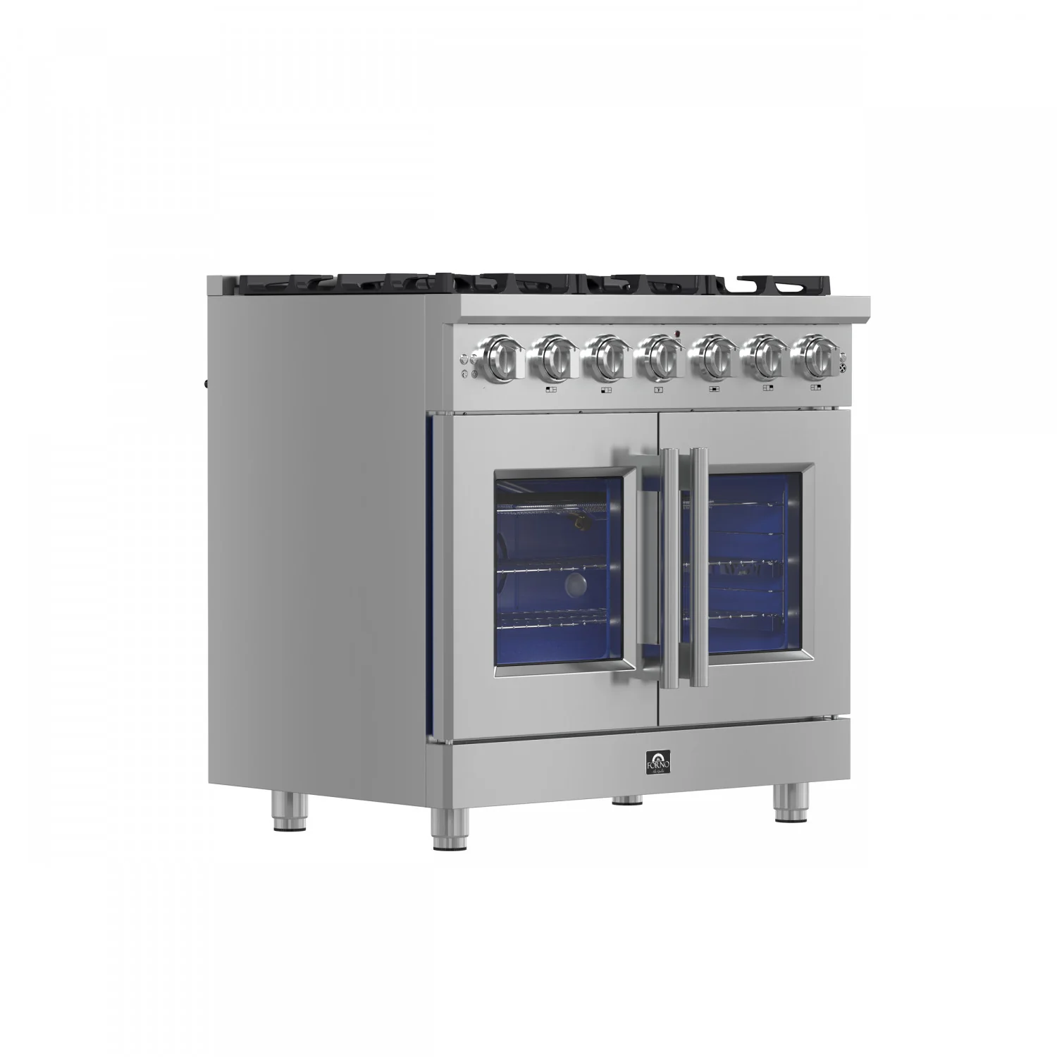 Forno Massimo 36" Stainless Steel French Door Freestanding Gas Range (5.36 Cu. Ft.) - FFSGS6439-36 - Image 3