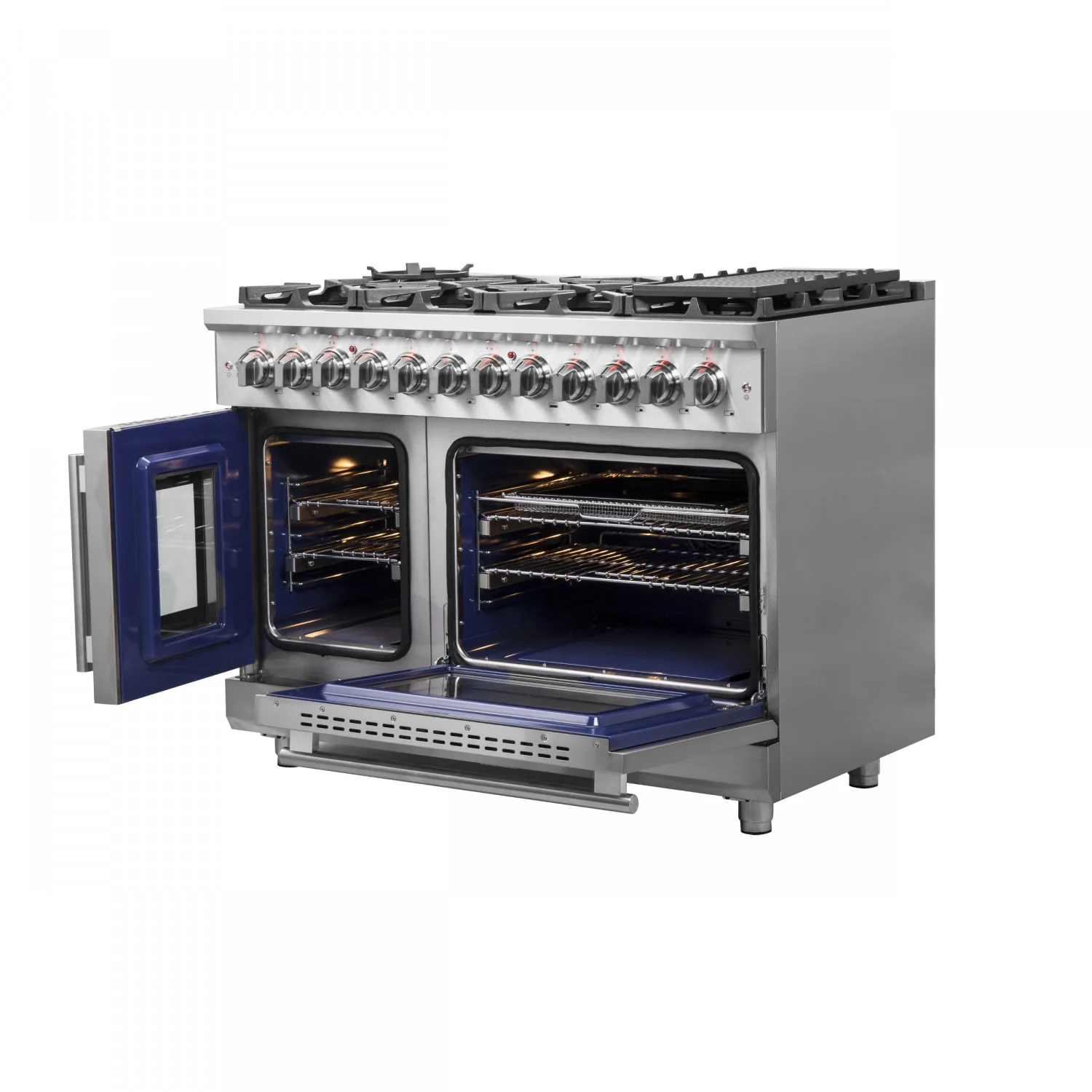 Forno Massimo 48" Stainless Steel Freestanding Dual Fuel Double Oven Range with Air Fry (6.58 Cu. Ft.) - FFSGS6325-48 - Image 5