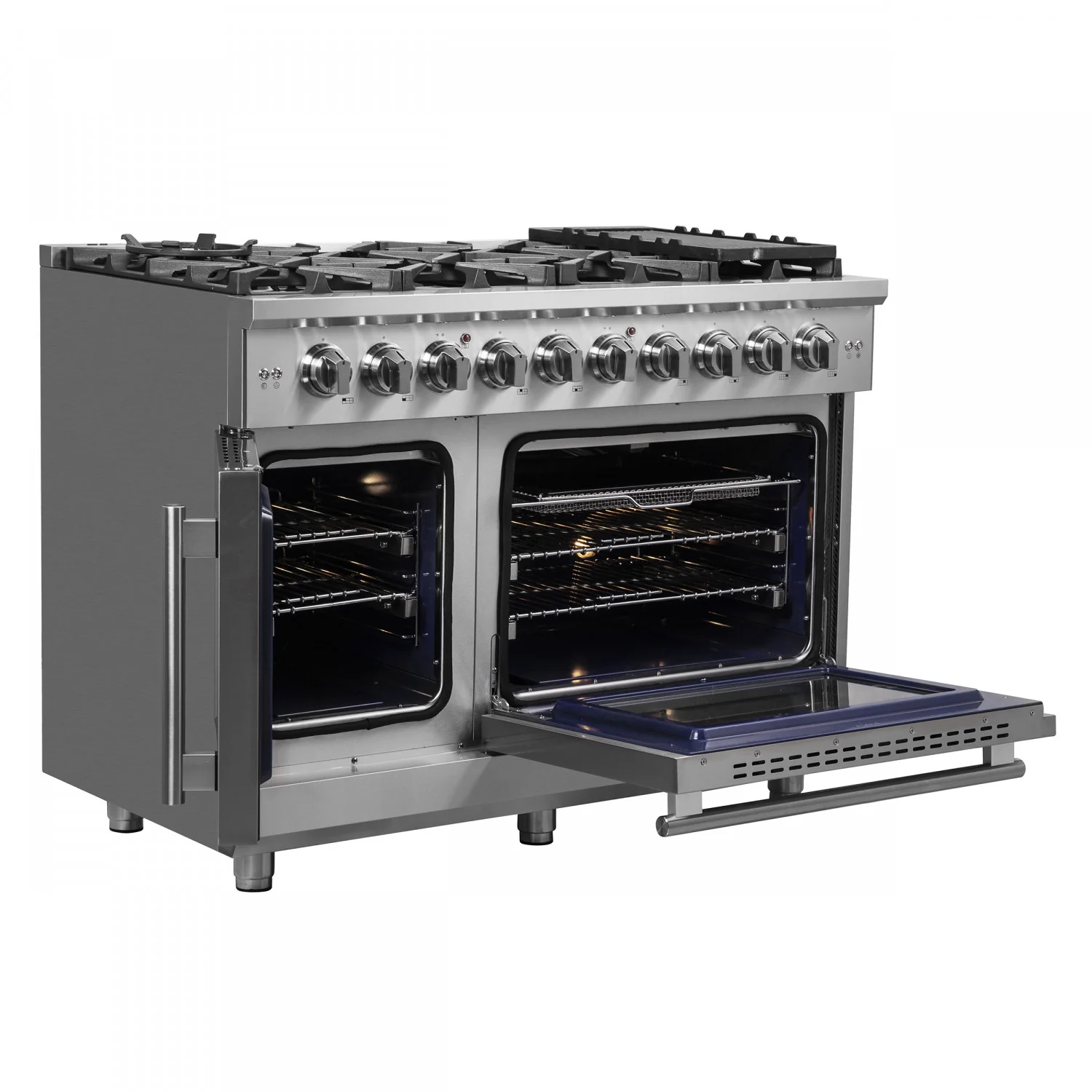 Forno Massimo 48" Stainless Steel Freestanding Double Oven Gas Range (6.58 Cu. Ft.) - FFSGS6439-48 - Image 4