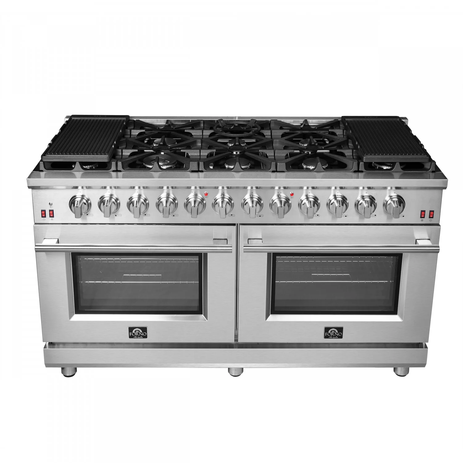 Forno Massimo 60" Stainless Steel Freestanding Double Oven Gas Range with Air Fry (8.64 Cu. Ft.) - FFSGS6239-60 - Image 2