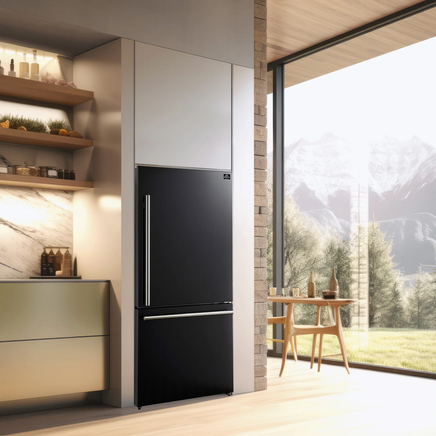 Forno Milano 31" 17.2 Cu.Ft. Black Bottom Freezer Refrigerator with Right Swing Door - FFFFD1785-31BLK - Image 13