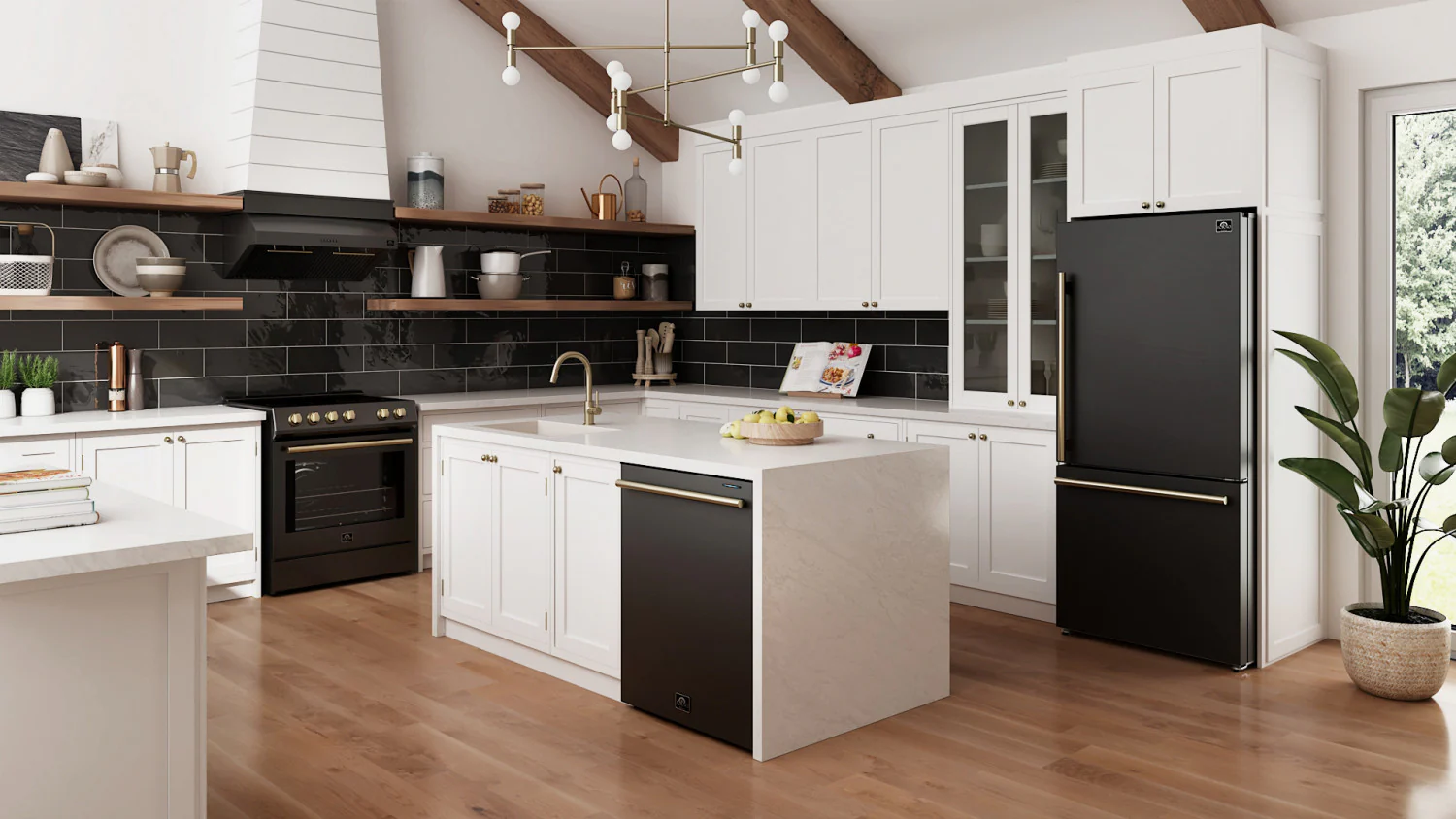 Forno Milano 31" 17.2 Cu.Ft. Black Bottom Freezer Refrigerator with Right Swing Door - FFFFD1785-31BLK - Image 14