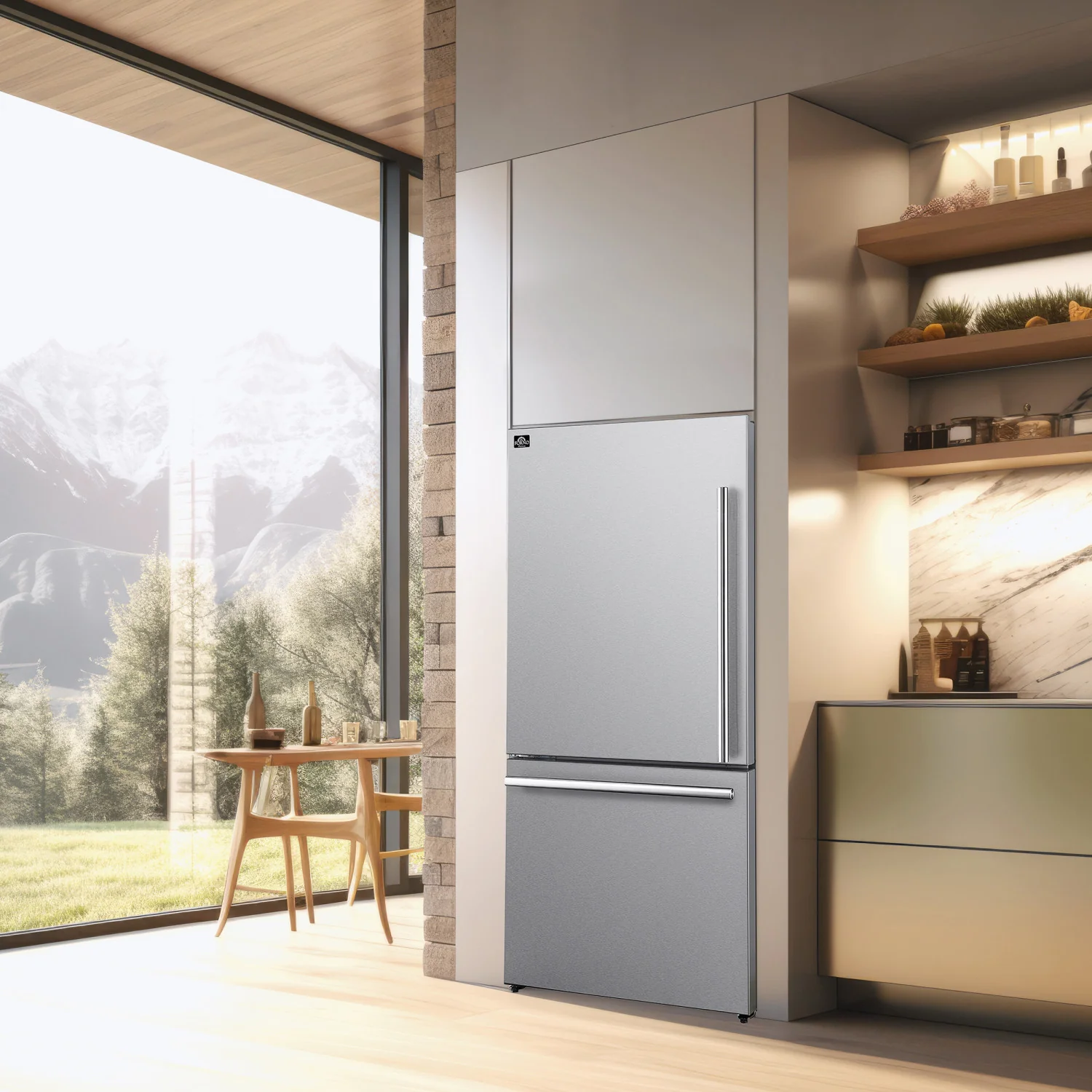 Forno Milano 31" 17.2 Cu.Ft. Stainless Steel Bottom Freezer Refrigerator with Left Swing Door - FFFFD1786-31S - Image 3