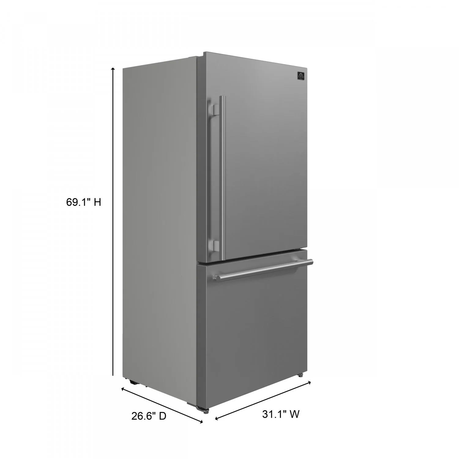 Forno Milano 31" 17.2 Cu.Ft. Stainless Steel Bottom Freezer Refrigerator with Right Swing Door - FFFFD1785-31S - Image 3