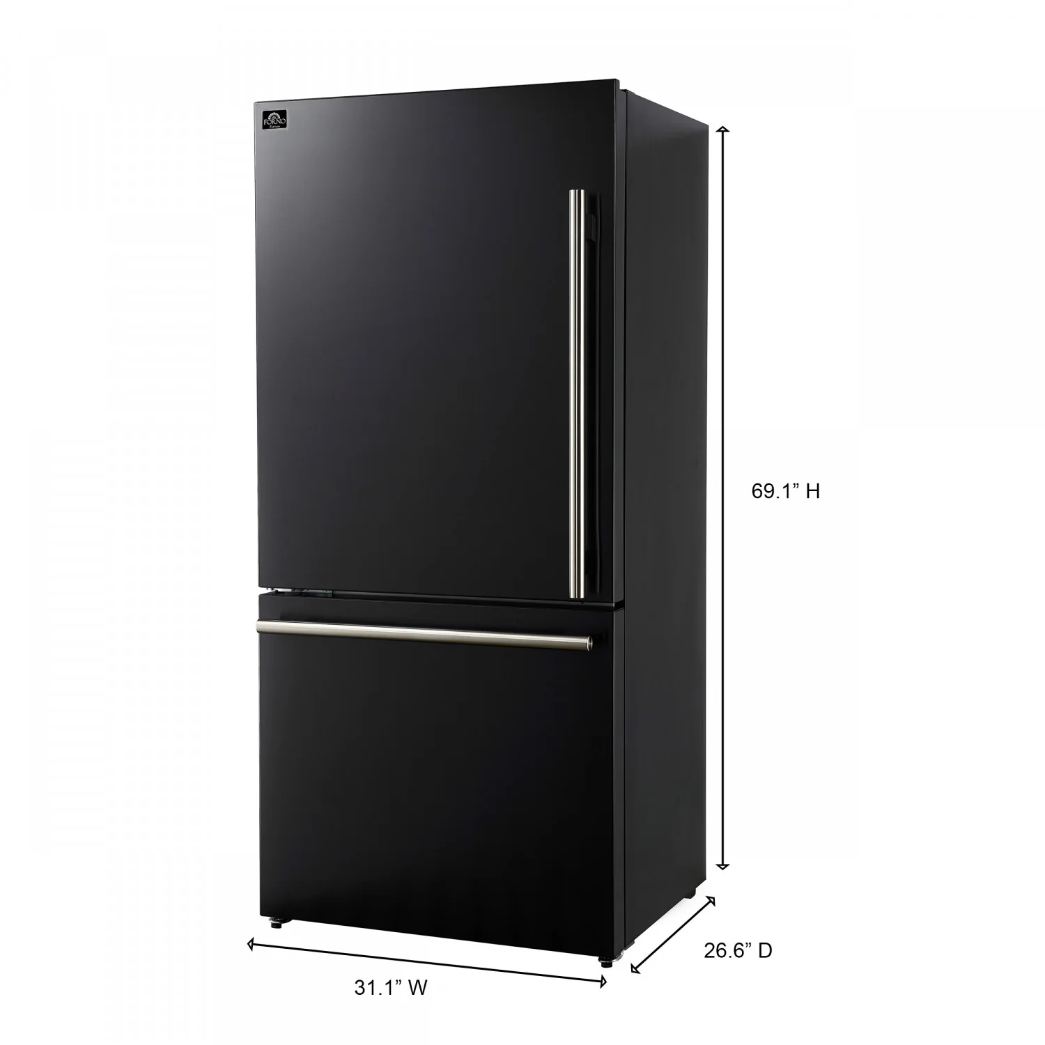 Forno Milano 62" Black 2-piece Freestanding Dual Bottom Freezer Refrigerator (34.4 Cu. Ft.) - FFFFD1787-60BLK - Image 5