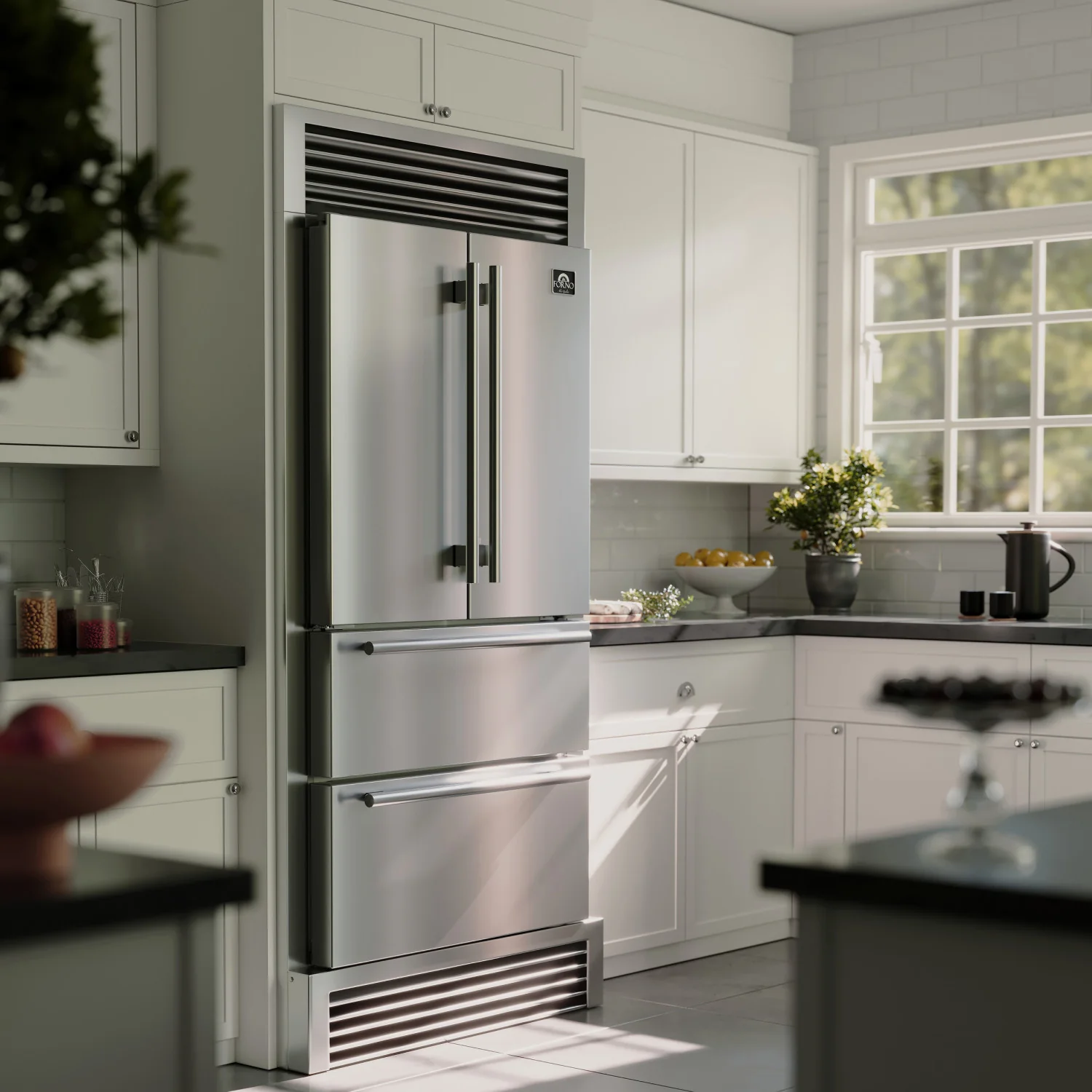 Forno Moena 40" 19.2 Cu.Ft. Stainless Steel Built-In French Door Refrigerator with Ice Maker - FFRBI1820-40SG - Image 21