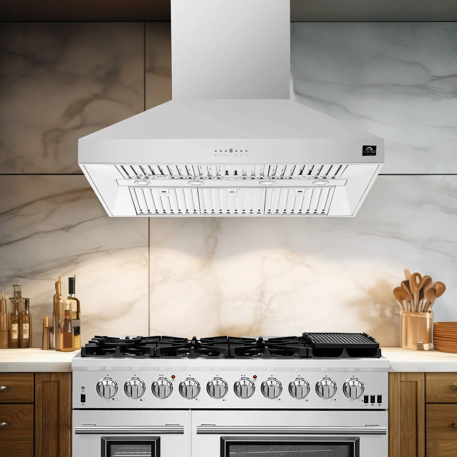 Forno Orvieto Stainless Steel 48" 1200 CFM Wall Mounted Range Hood - FRHWM5094-48 - Image 8