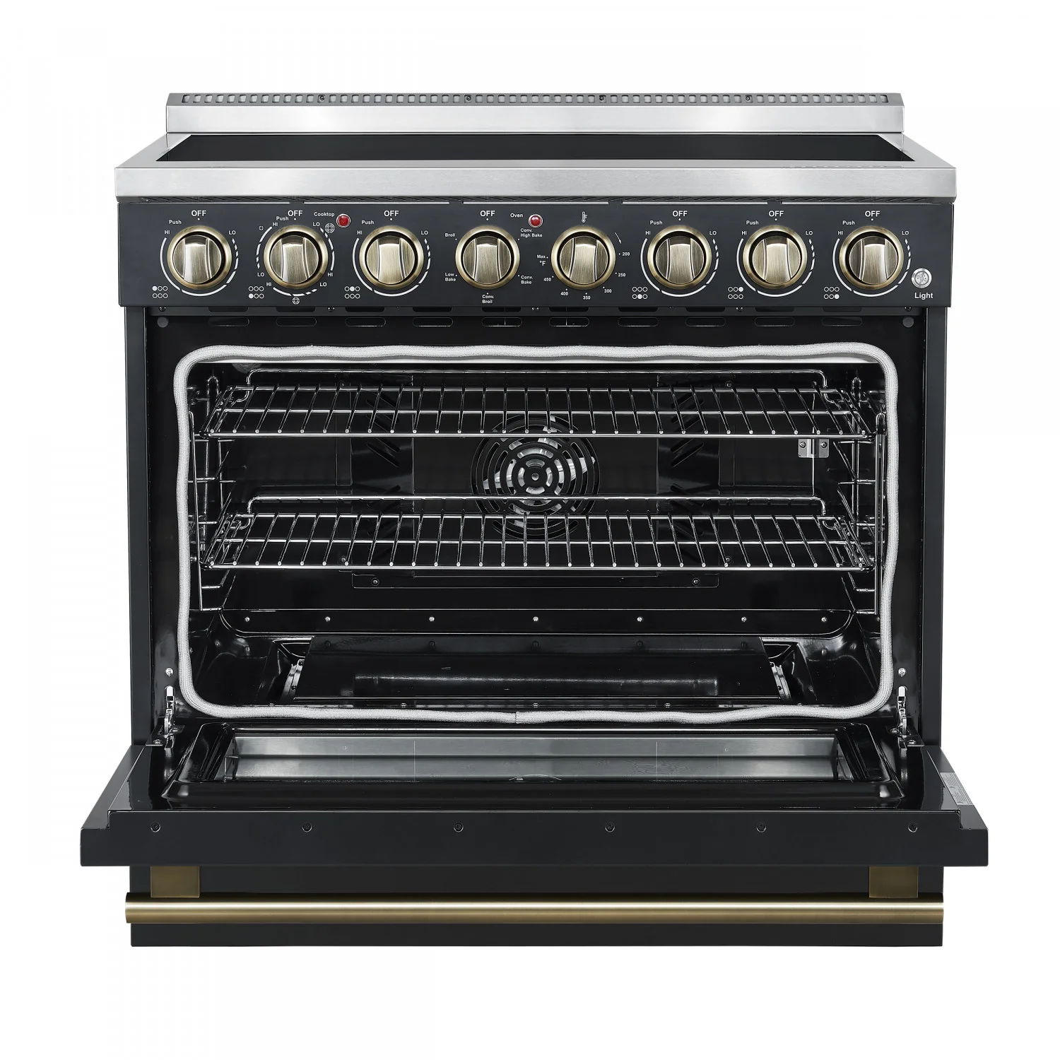 Forno Paolo 36" Black Freestanding Electric Range with True Convection (5.44 Cu. Ft.) - FFSEL6011-36BLK - Image 2