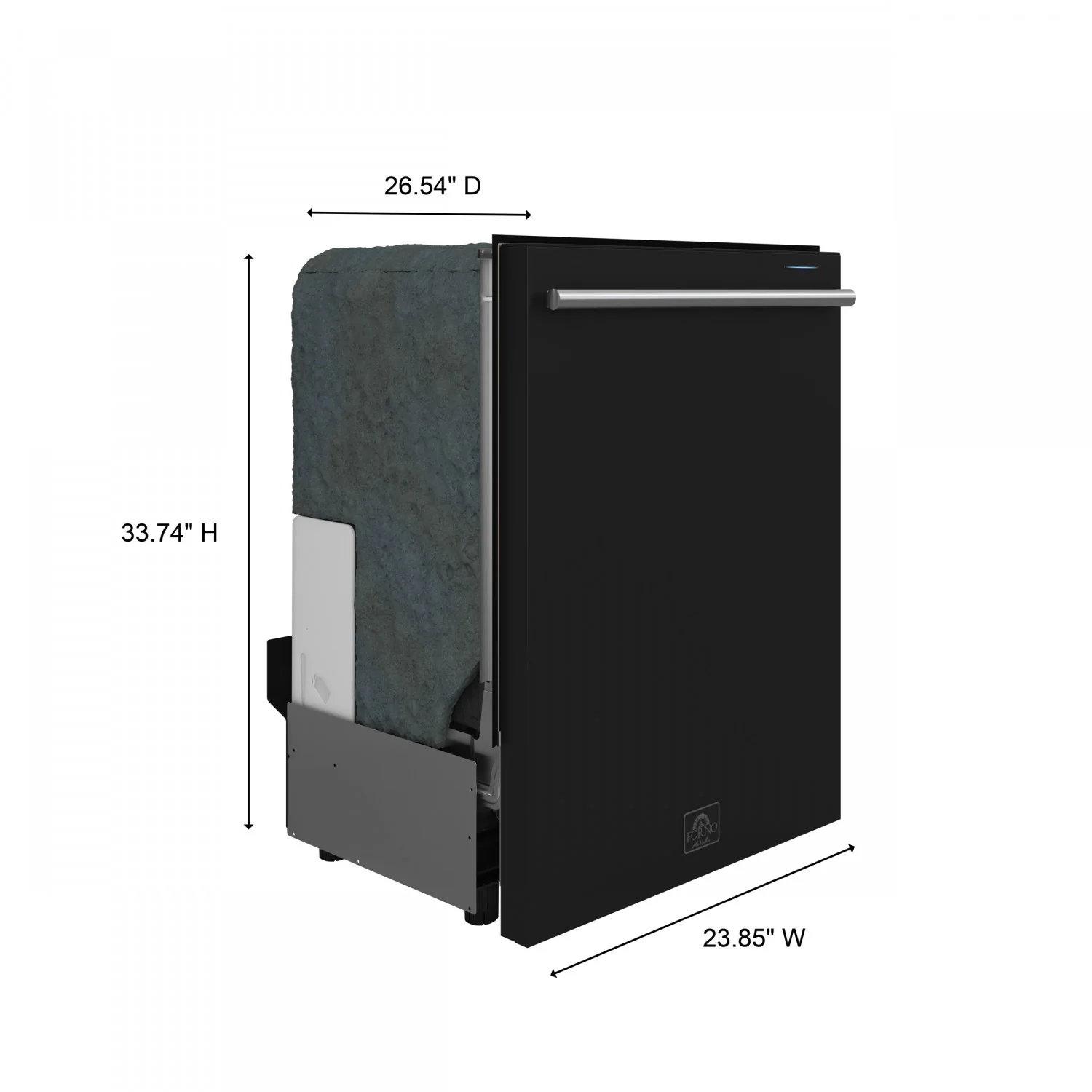 Forno Pozzo Black Built-in Top Control Dishwasher (49 dBa) - FDWBI8067-24BLK - Image 3