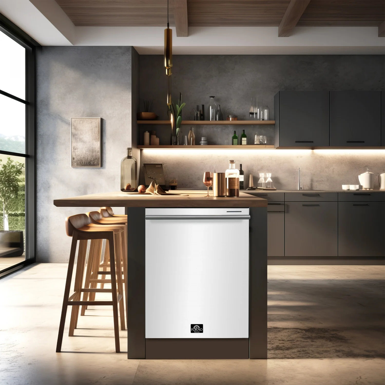 Forno Pozzo White Built-in Top Control Dishwasher (49 dBa) - FDWBI8067-24WHT - Image 3