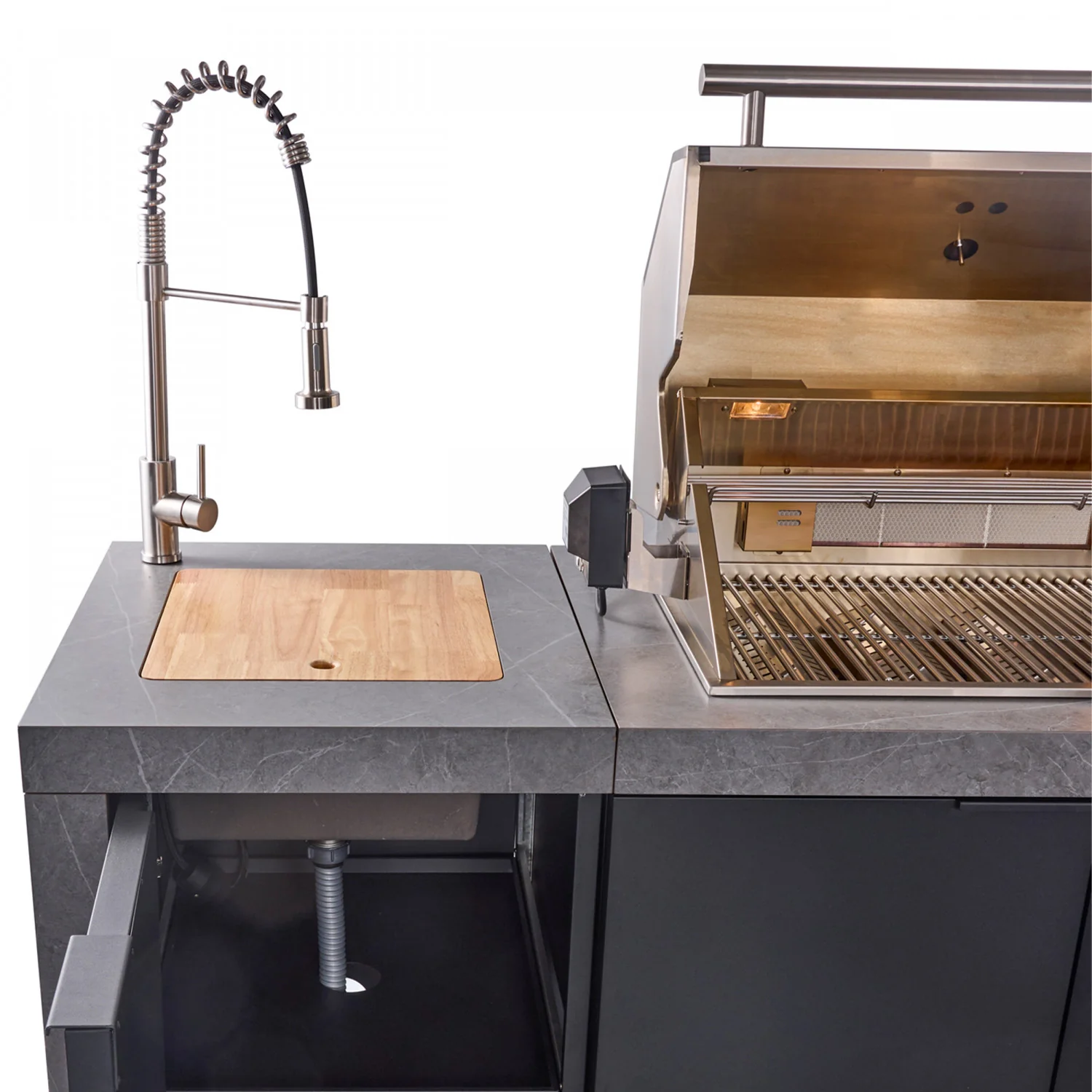 Forno Rimini Gray Countertop Outdoor Kitchen with 30" 62,600 BTU BBQ and Beverage Centre - FODKT2544BLK - Image 11
