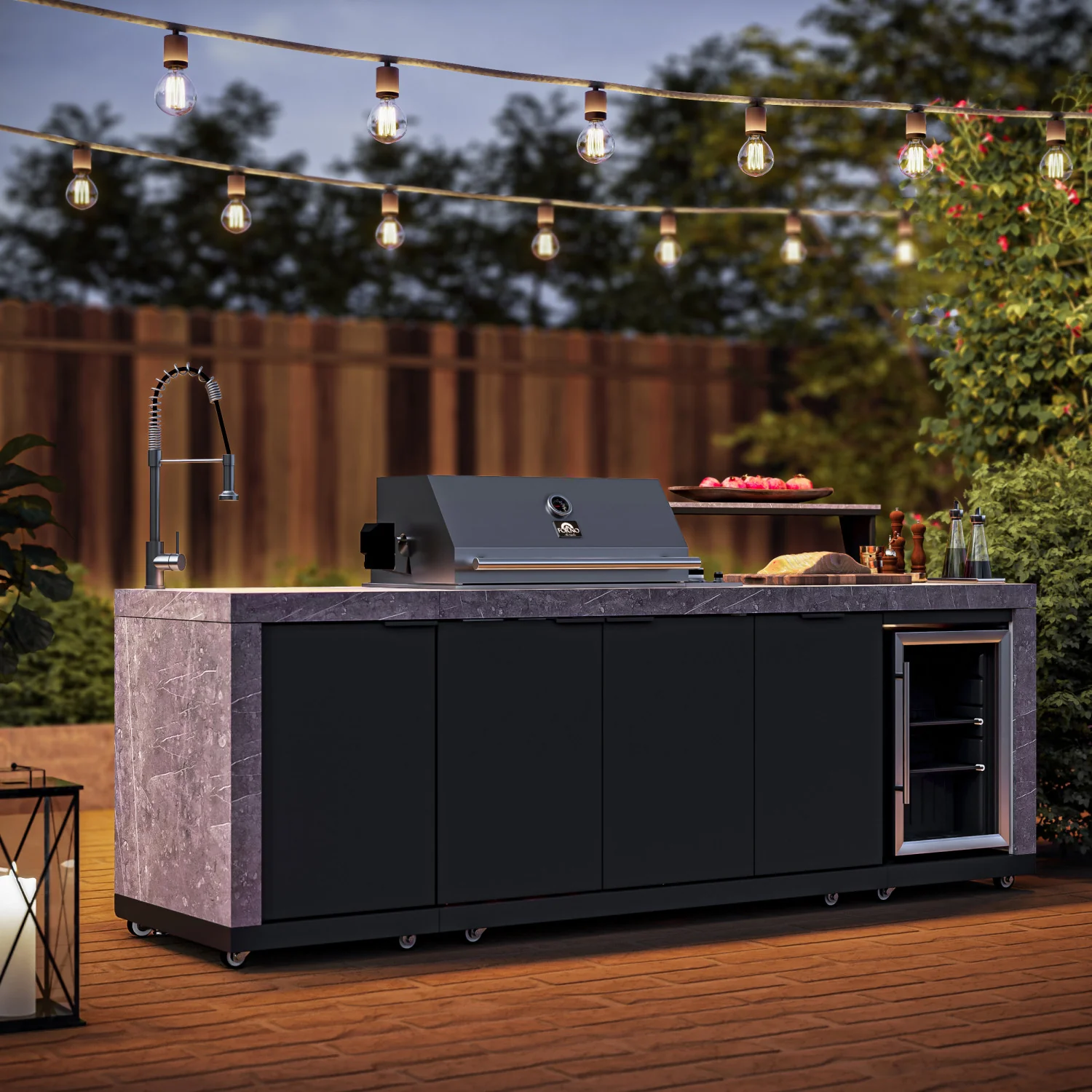 Forno Rimini Gray Countertop Outdoor Kitchen with 30" 62,600 BTU BBQ and Beverage Centre - FODKT2544BLK - Image 23