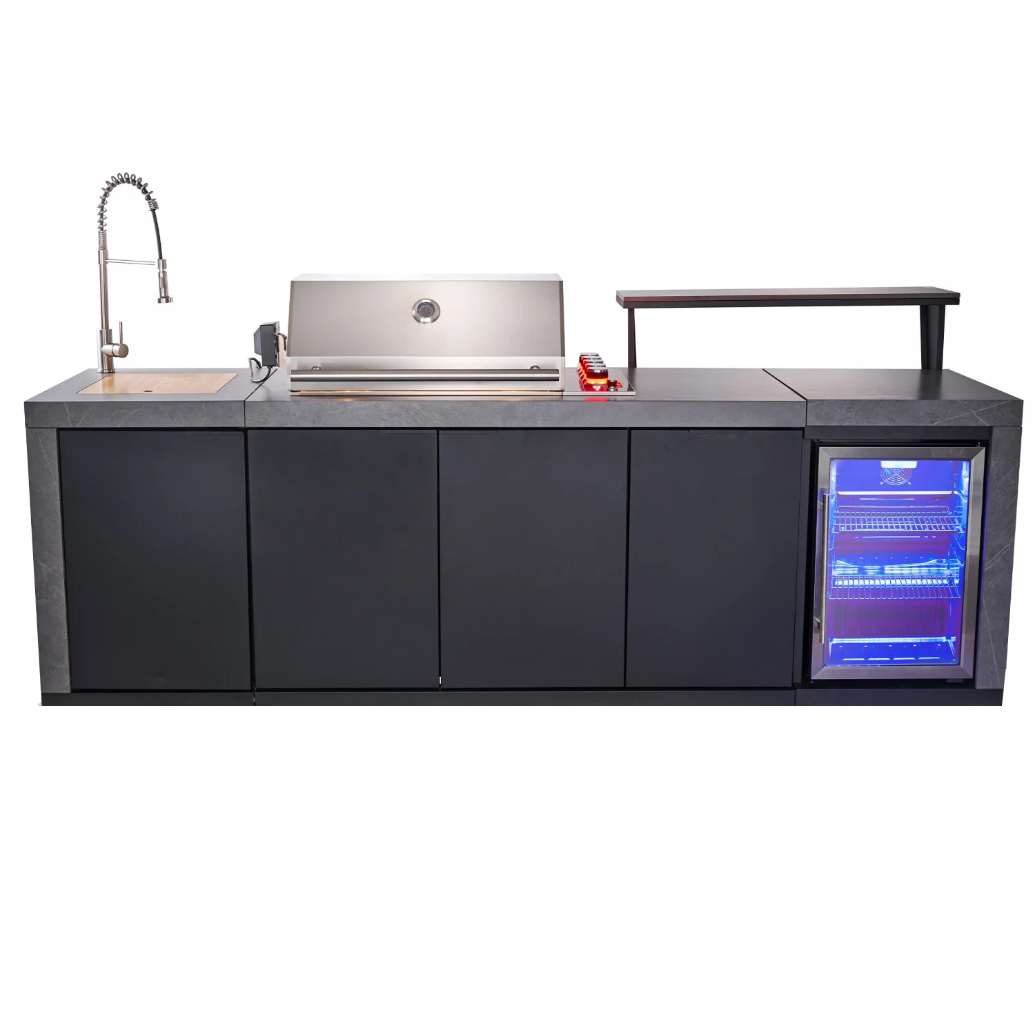 Forno Rimini Gray Countertop Outdoor Kitchen with 30" 62,600 BTU BBQ and Beverage Centre - FODKT2544BLK - Image 3