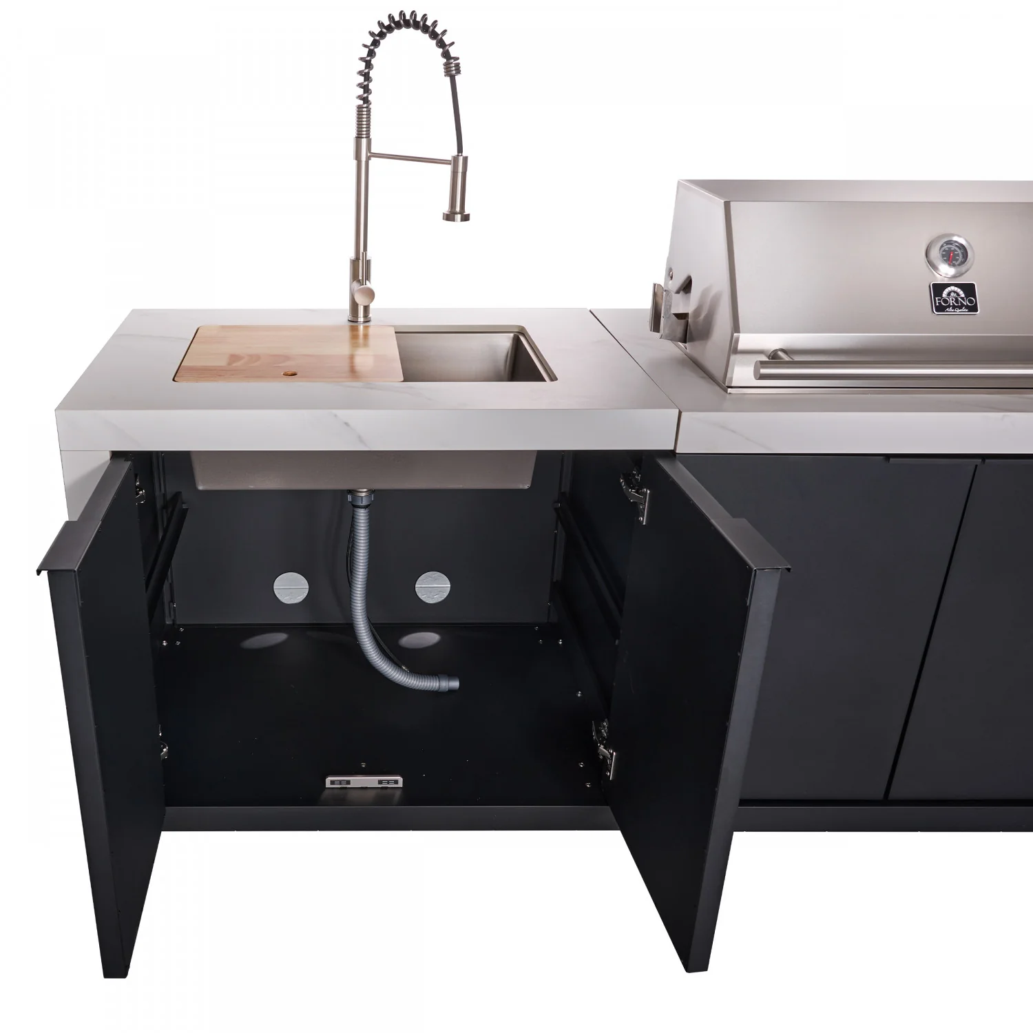 Forno Rimini White Countertop Outdoor Kitchen with 30" 62,600 BTU BBQ and 2 Beverage Centres (4.8 Cu. Ft.) - FODKT2575WHT - Image 19