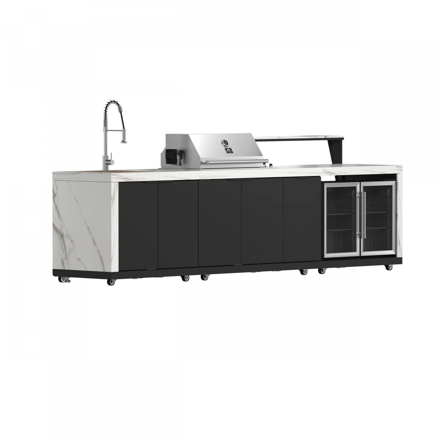 Forno Rimini White Countertop Outdoor Kitchen with 30" 62,600 BTU BBQ and 2 Beverage Centres (4.8 Cu. Ft.) - FODKT2575WHT - Image 2