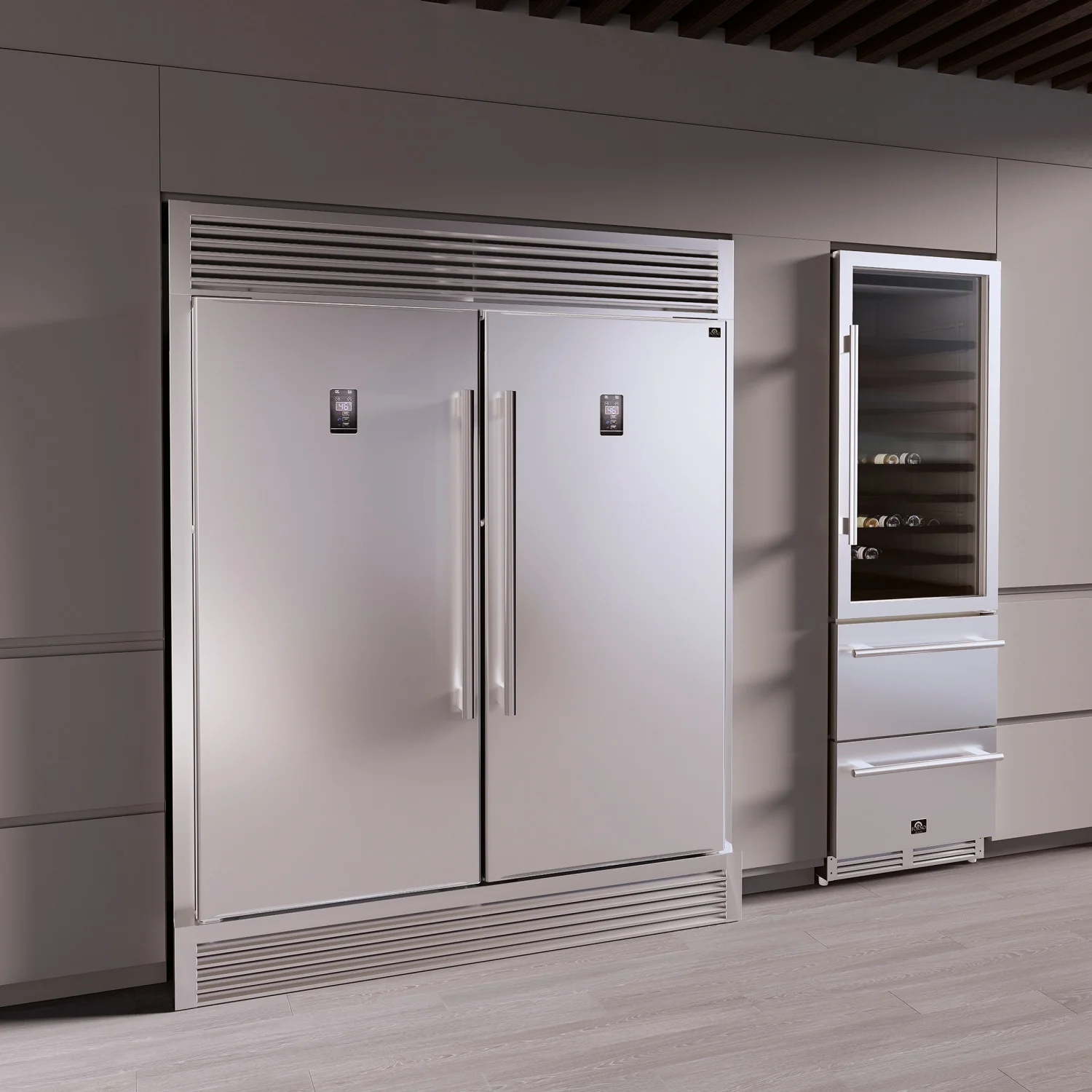 Forno Rizzuto 56" Stainless Steel 2-piece Convertible Refrigerator/Freezer (27.6 Cu. Ft.) - FFFFD1933-60S - Image 13