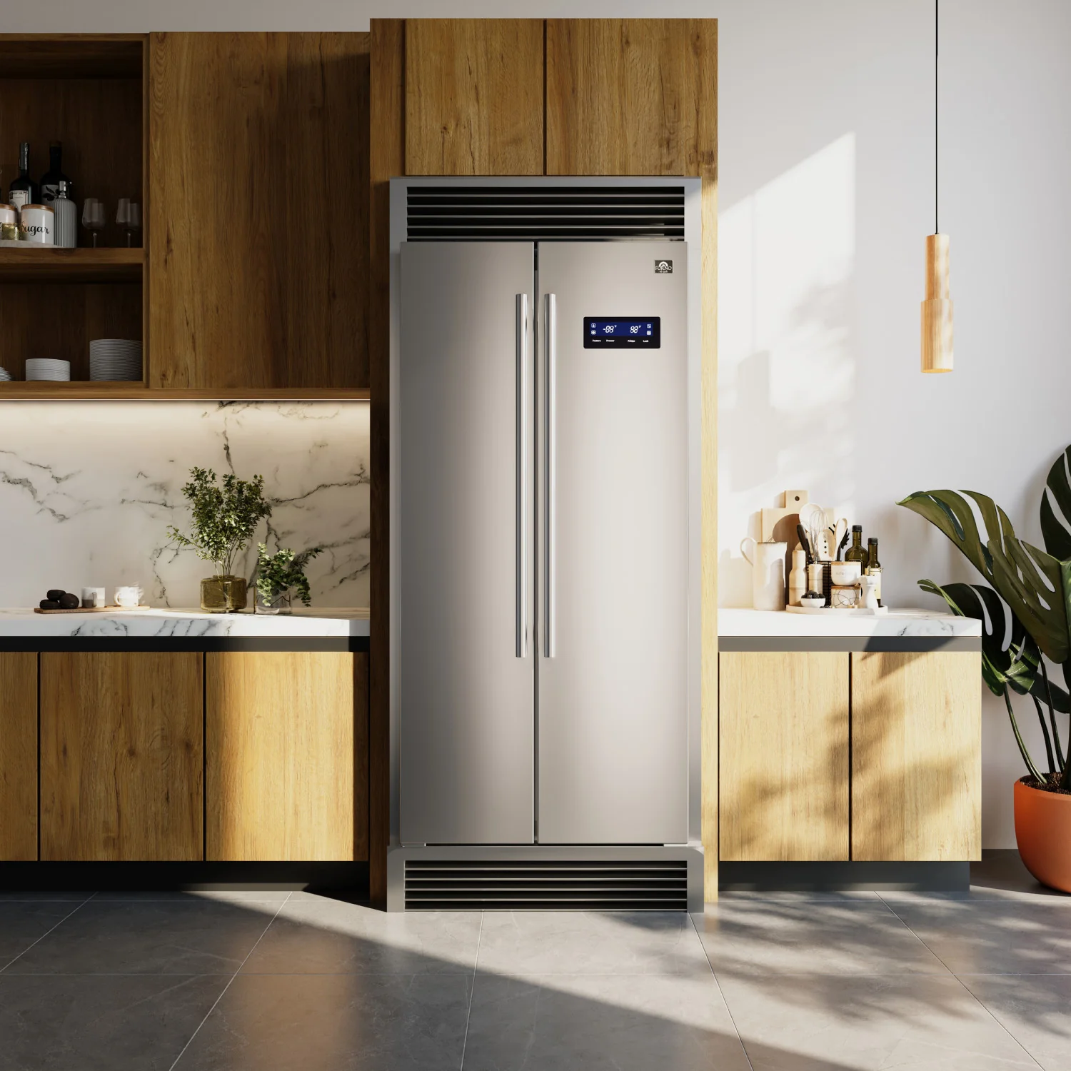 Forno Salerno 33" 15.6 Cu.Ft. Stainless Steel Built-in Side-by-Side Refrigerator - FFRBI1805-37SG - Image 14
