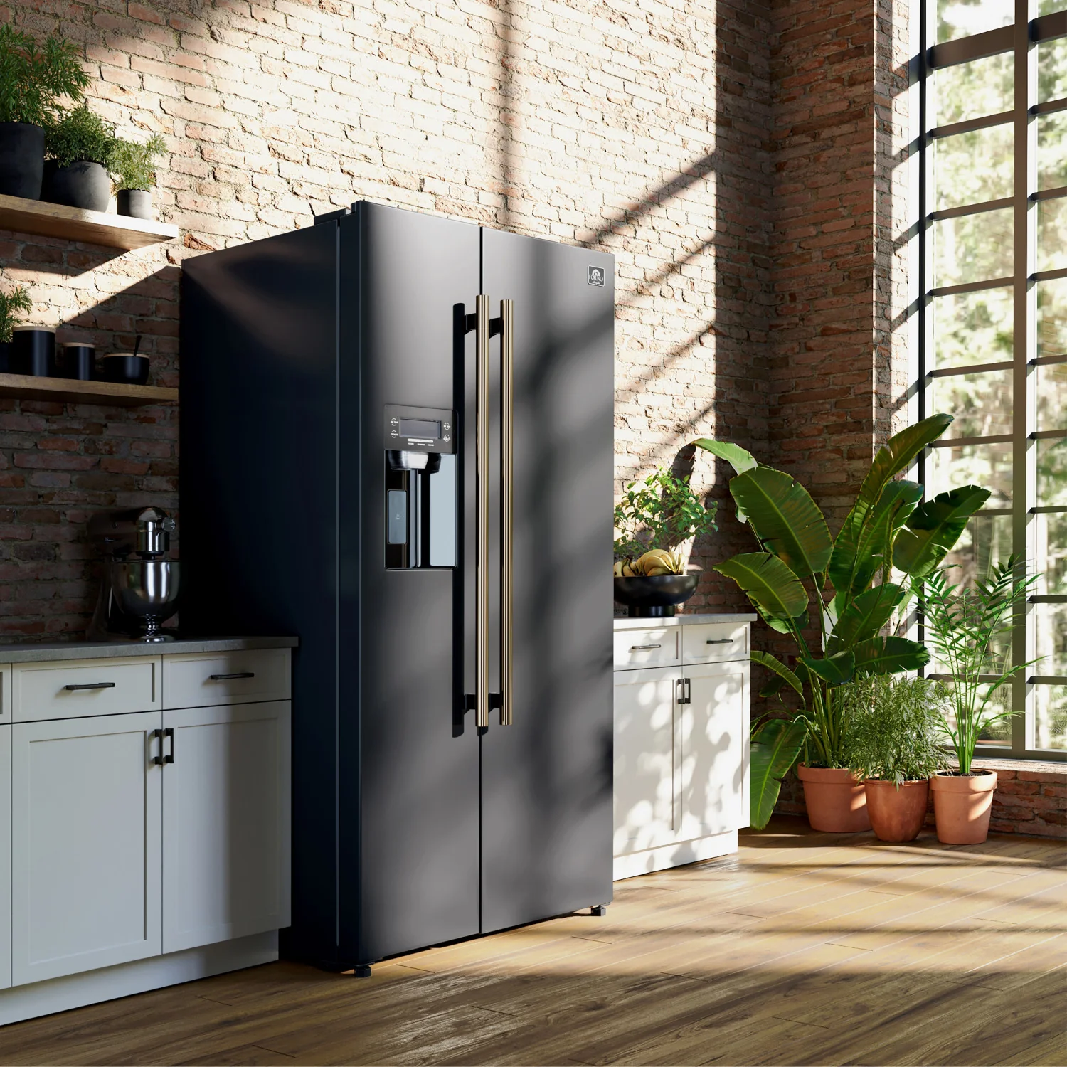 Forno Salerno 36" 20 Cu.Ft. Black Side-by-side Refrigerator with Ice & Water Dispenser - FFRBI1844-36BLK - Image 17