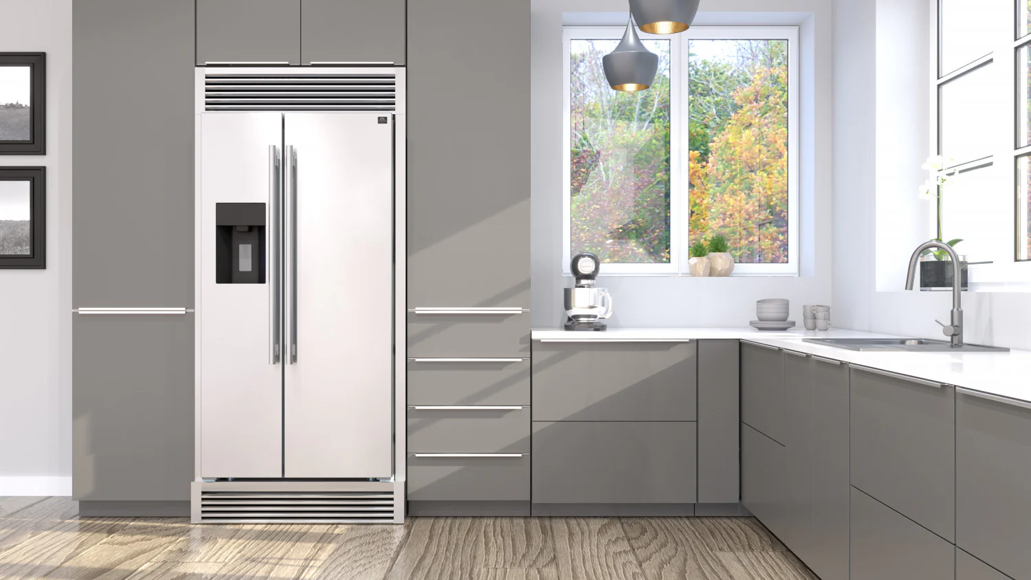 Forno Salerno 40" 20 Cu.Ft. Stainless Steel Built-in Side-by-Side Refrigerator with Ice & Water Dispenser - FFRBI1844-40SG - Image 13