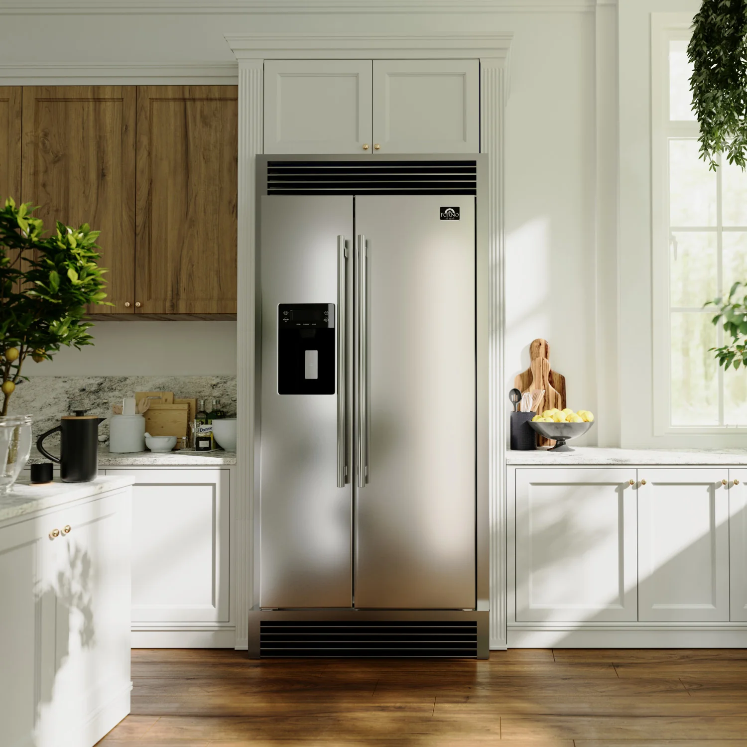 Forno Salerno 40" 20 Cu.Ft. Stainless Steel Built-in Side-by-Side Refrigerator with Ice & Water Dispenser - FFRBI1844-40SG - Image 14