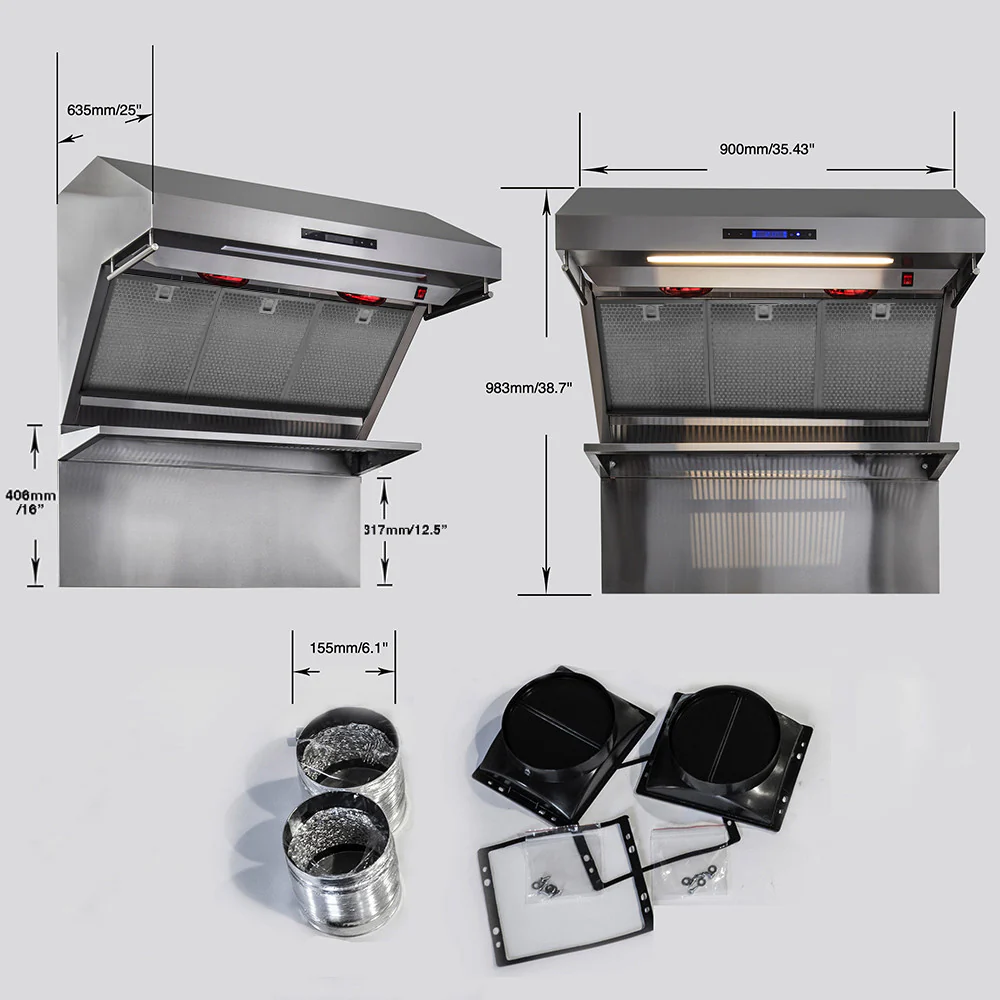 Forno Savona Stainless Steel 36" 1200 CFM Wall Mounted Range Hood - FRHWM5029-36HB - Image 5