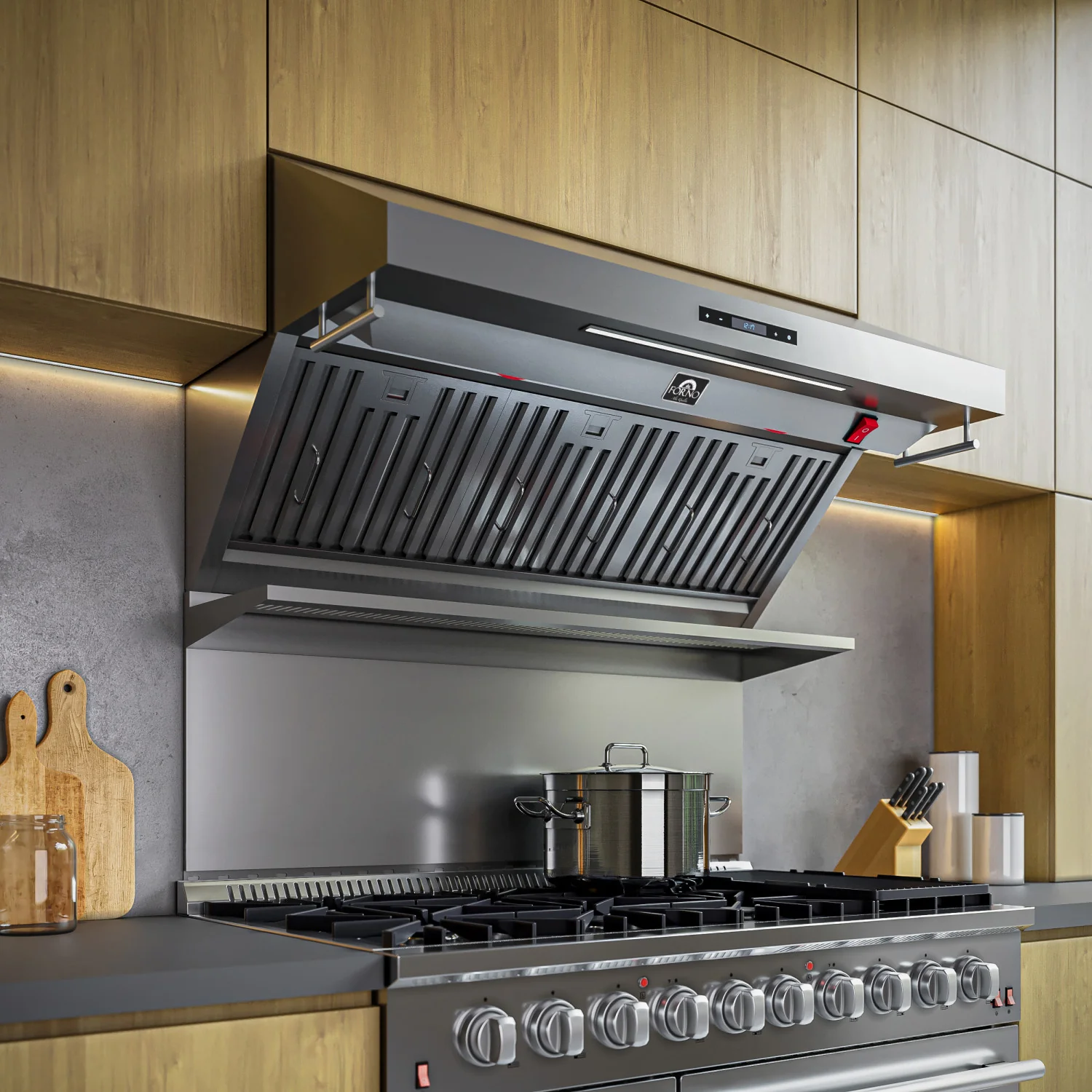 Forno Savona Stainless Steel 48" 1200 CFM Wall Mounted Range Hood - FRHWM5029-48 - Image 9