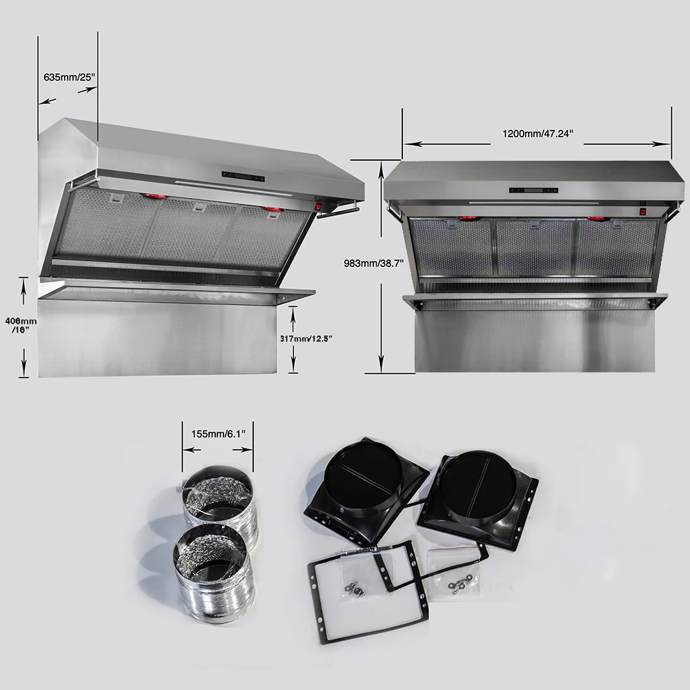 Forno Savona Stainless Steel 48" 1200 CFM Wall Mounted Range Hood - FRHWM5029-48HB - Image 4