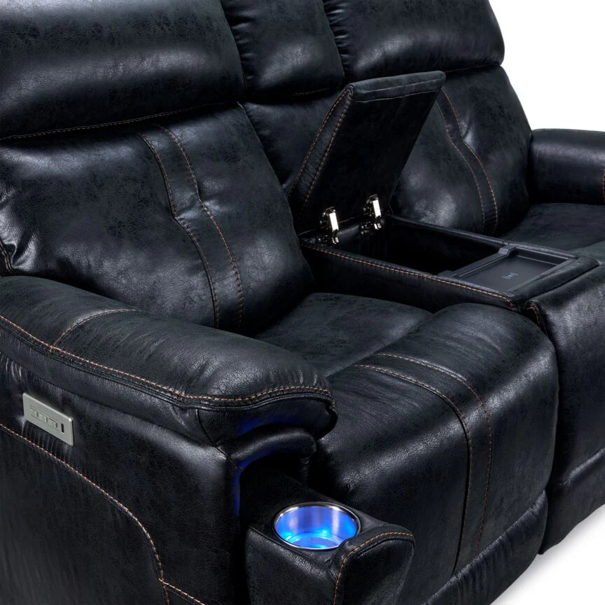 Franco Triple Power Reclining Loveseat with Console - Eclipse - Image 6