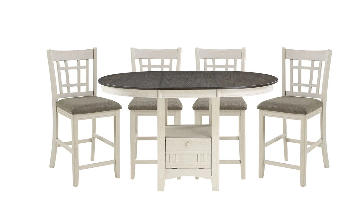 Freda 5-Piece Extendable Counter Height Dining Set - White, Dark Brown - Image 3