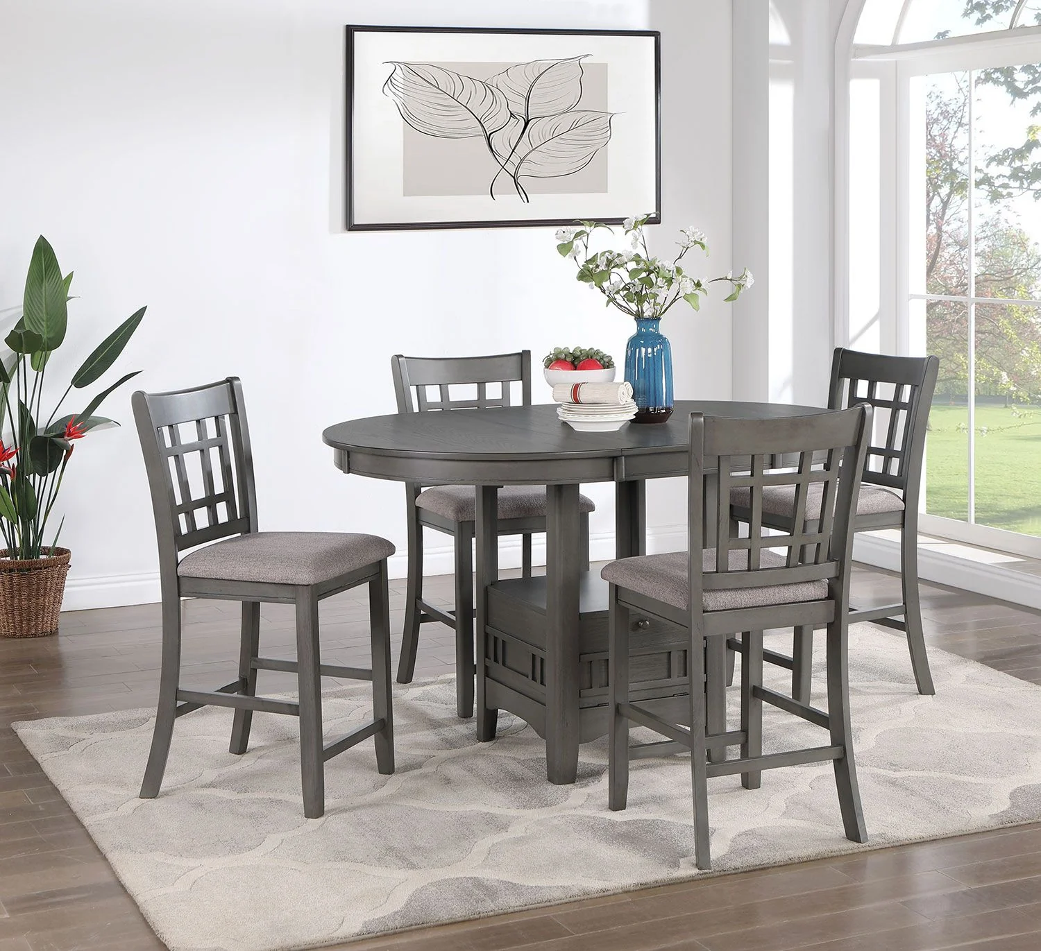 Freda Extendable Counter Height Dining Table - Grey - Image 2
