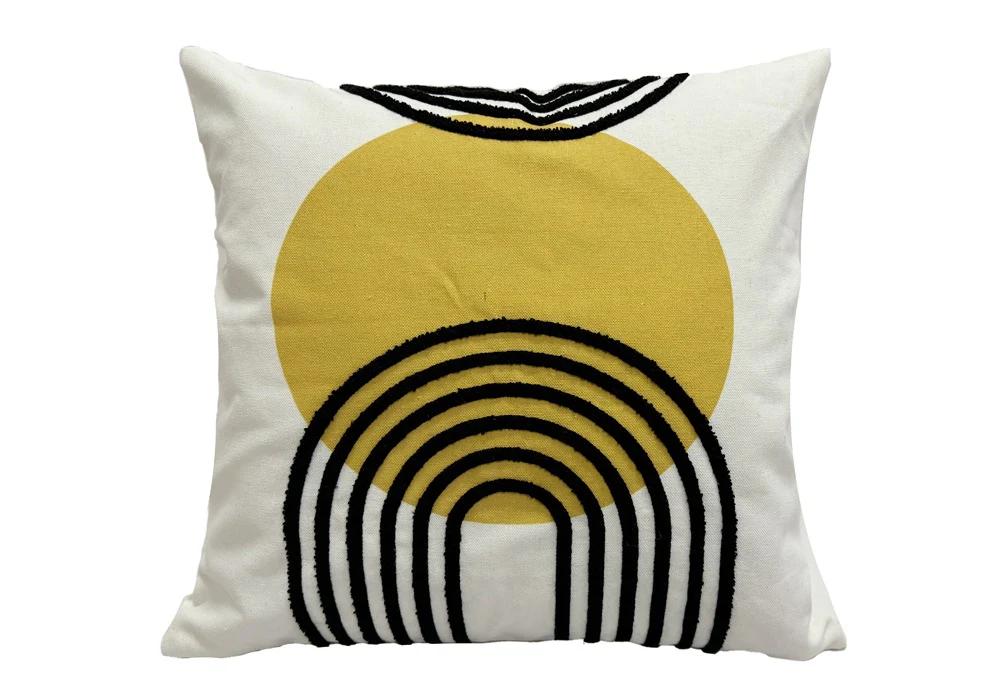 Free Spirit 18 x 18" Cushion - Mustard, White, Black